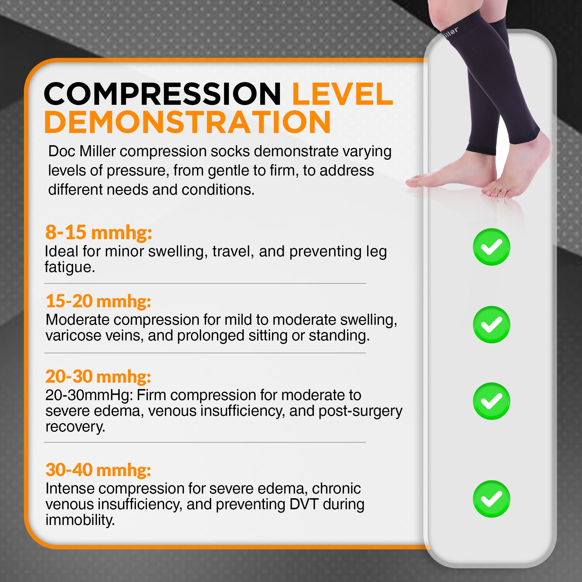 Doc Miller Compression Calf Sleeve for Men & Women – 20-30mmHg Graduated Support for Running, Shin Splints, Calf Strain – Knee High, Small to 6XL Plus Size 5