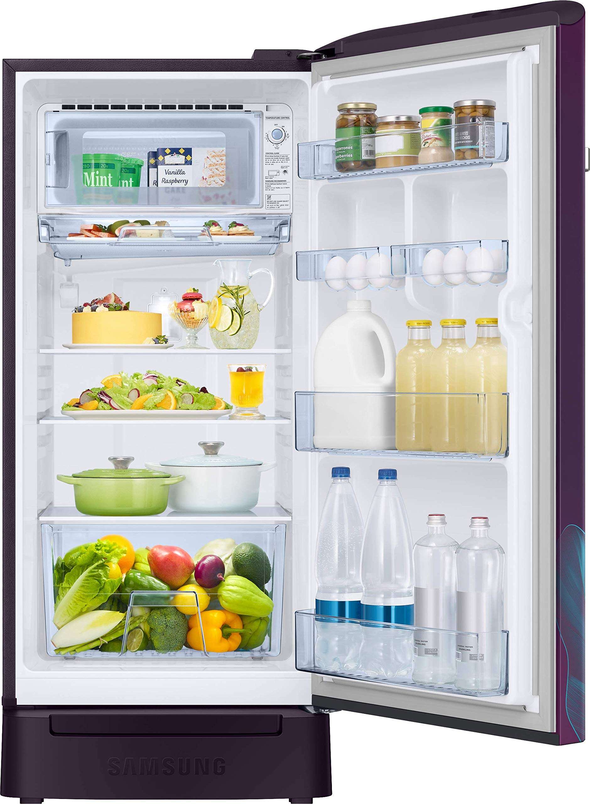 Samsung 198 L 5 Star Inverter Direct-Cool Single Door Refrigerator (RR21T2H2W9R/HL, Paradise Purple, Base Stand with Drawer) 4