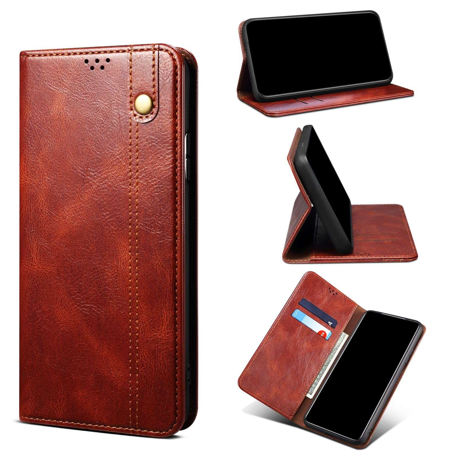 Bepak® Flip Cover for Nothing Phone 2a Flexible Pouch | Soft Leather | Magnetic Closure | Card and Money Pockets Wallet & Viewing Stand - Brown 3