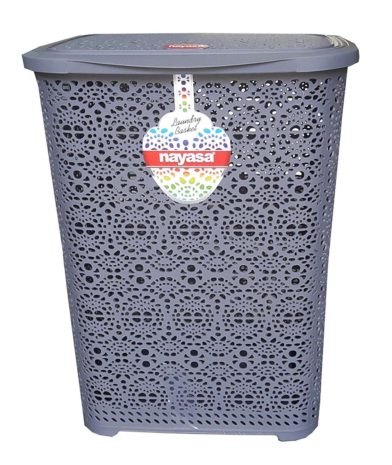 Nayasa Flower Laundry Basket Small (30 Liters Approx) (Grey) 1
