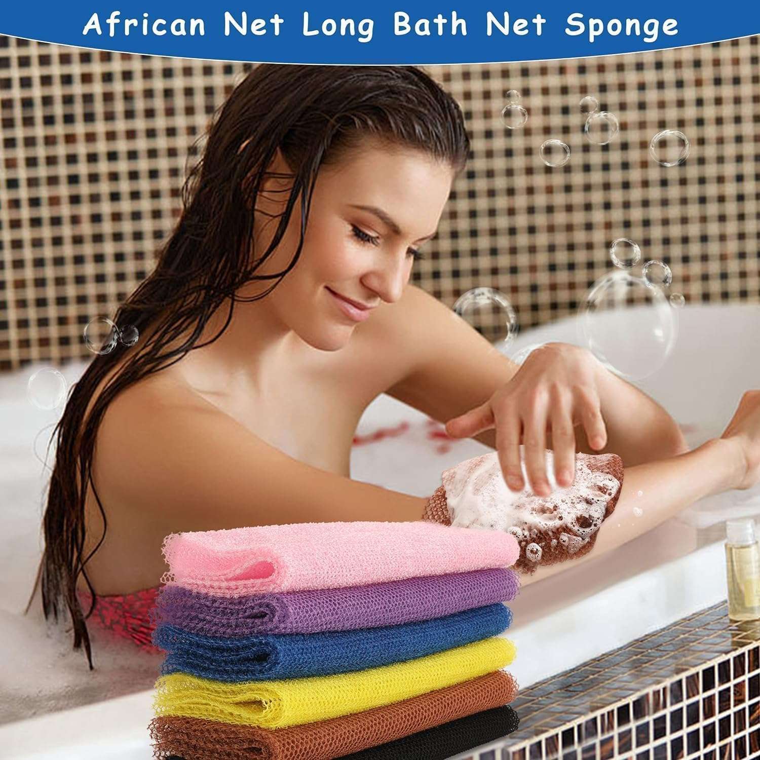 TREASURELY 2 Pcs African Net Bath Sponge | Long Loofah Body Scrubber & Exfoliating Towel | Shower Sponge for Men & Women | Bathing Scrubber for Deep Cleaning, Skin Polishing & Smooth Skin (1, Standard) 4