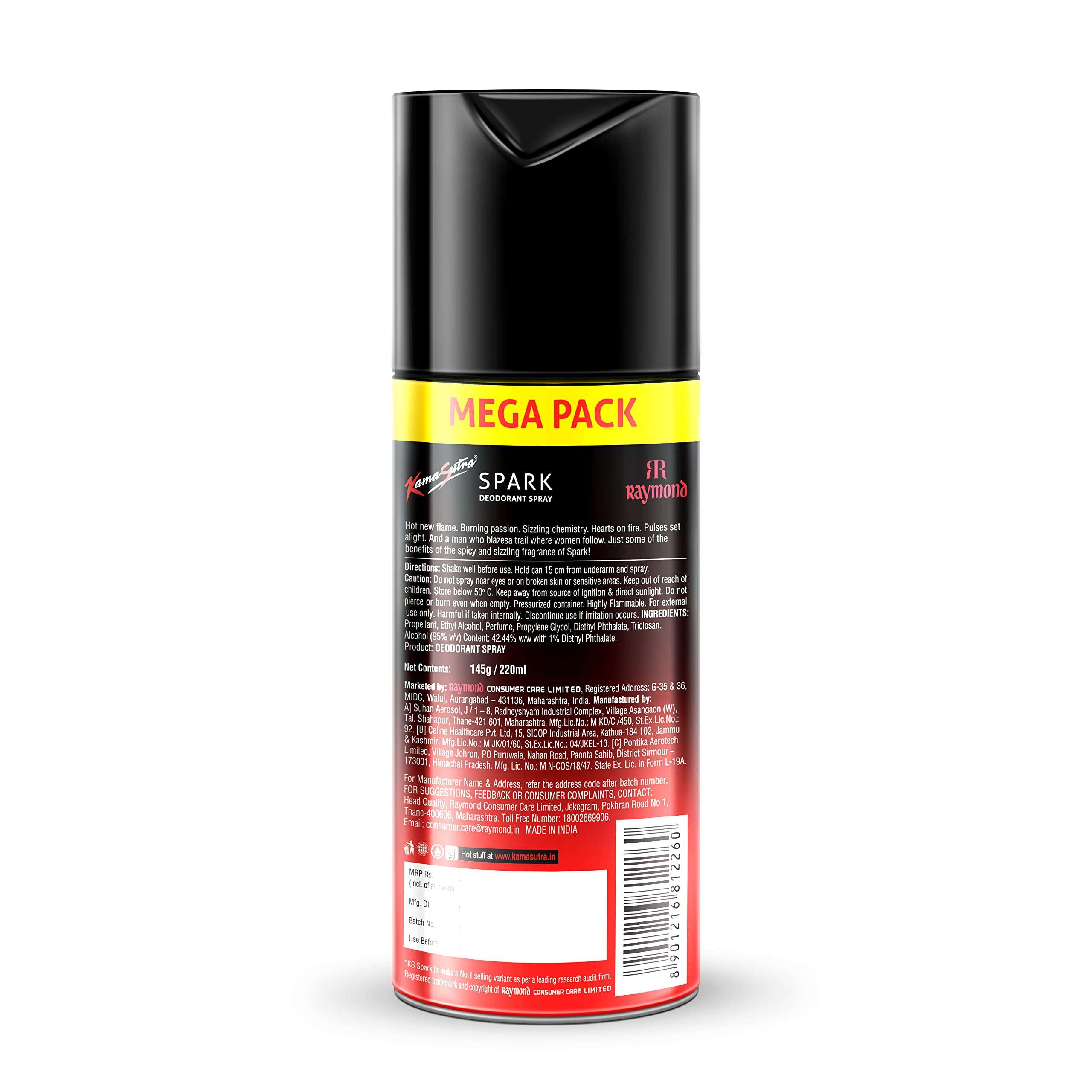 Kama Sutra Spark Deodorant Spray for Men, 145g/220ml 2