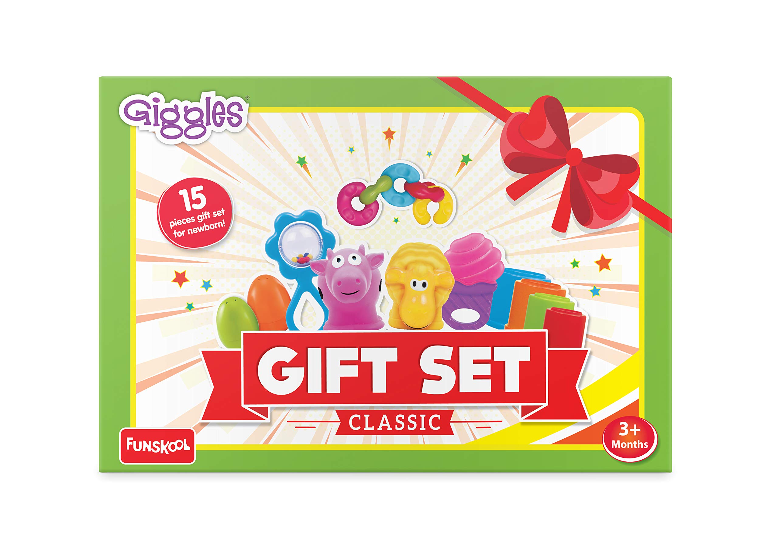 Giggles - Gift Set Classic, Stack, Nest, Link, Squeakers, Teether, Rattle & Giggles - Stack A Boat, 2 in 1 Pull Along Toy, Walking, Shape Sorting (Multicolor) 5