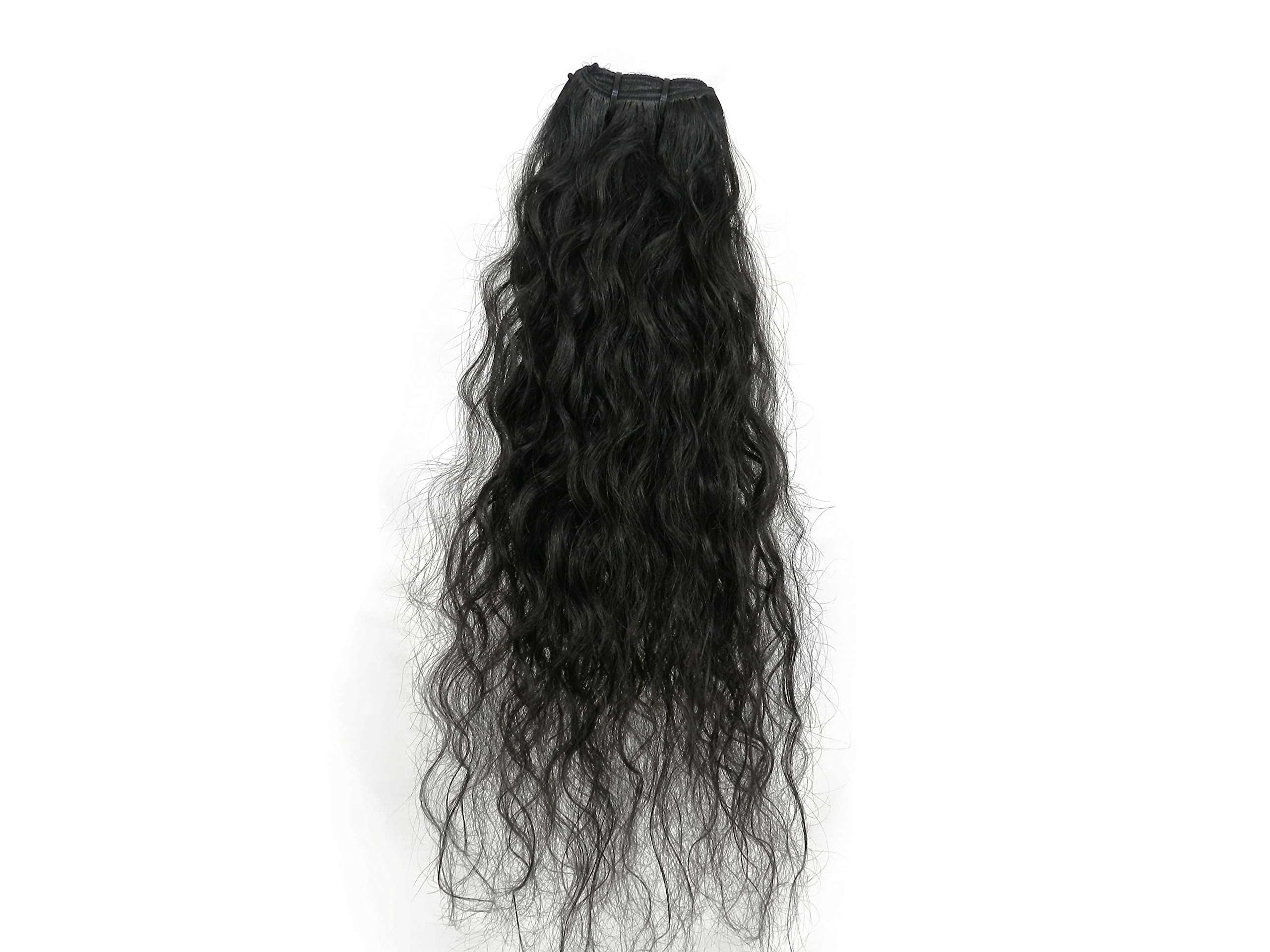 SalonLabs Remy Natural Curly Machine Weft Indian Temple Hair Extension, 16 Inch 1