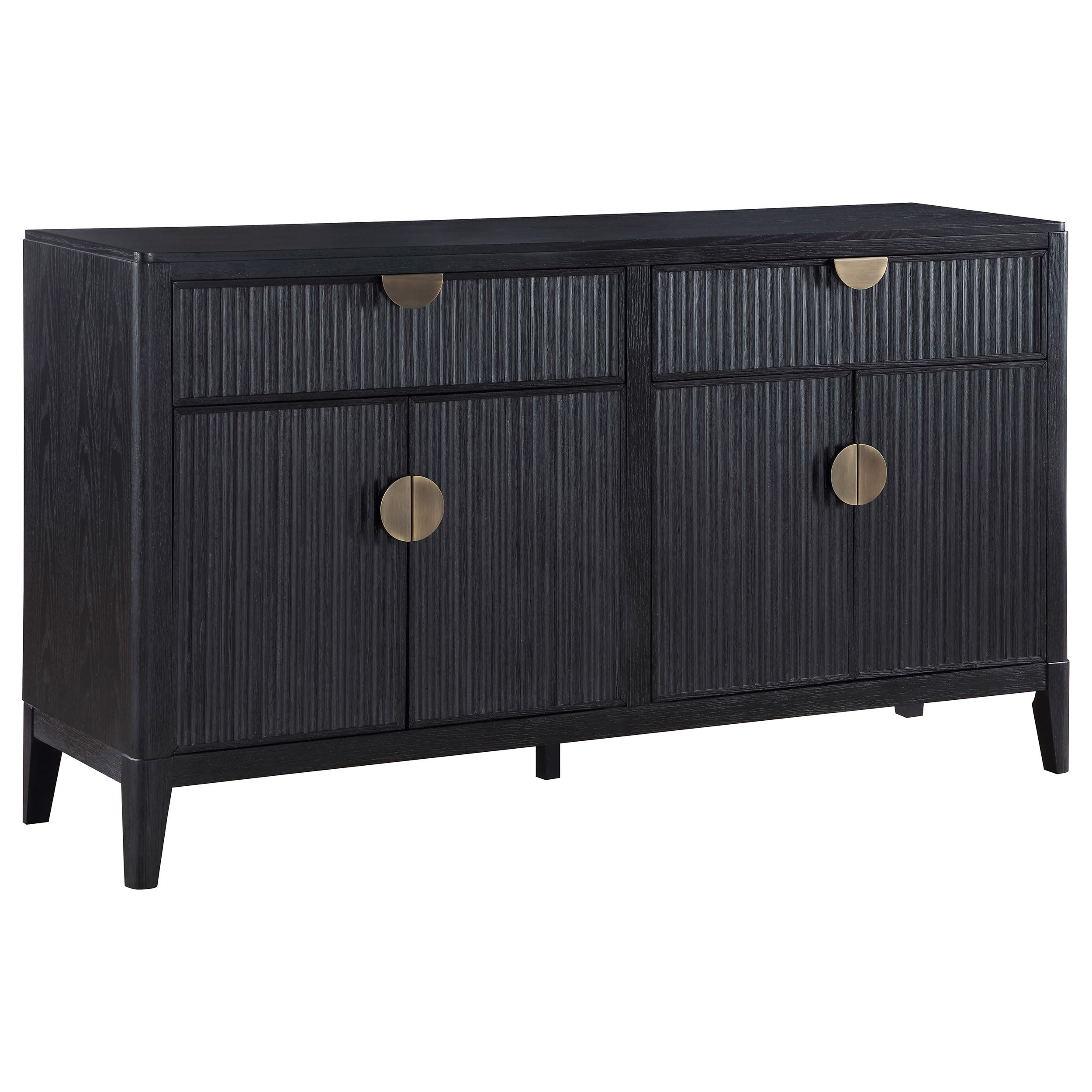 Coaster Home Furnishings - Brookmead - 4-Door Sideboard Buffet Cabinet - Solid Wood Storage Cabinet with Drawers - Dining Room, Kitchen, Living Room - 60 Inch - Black & Gold - 108235