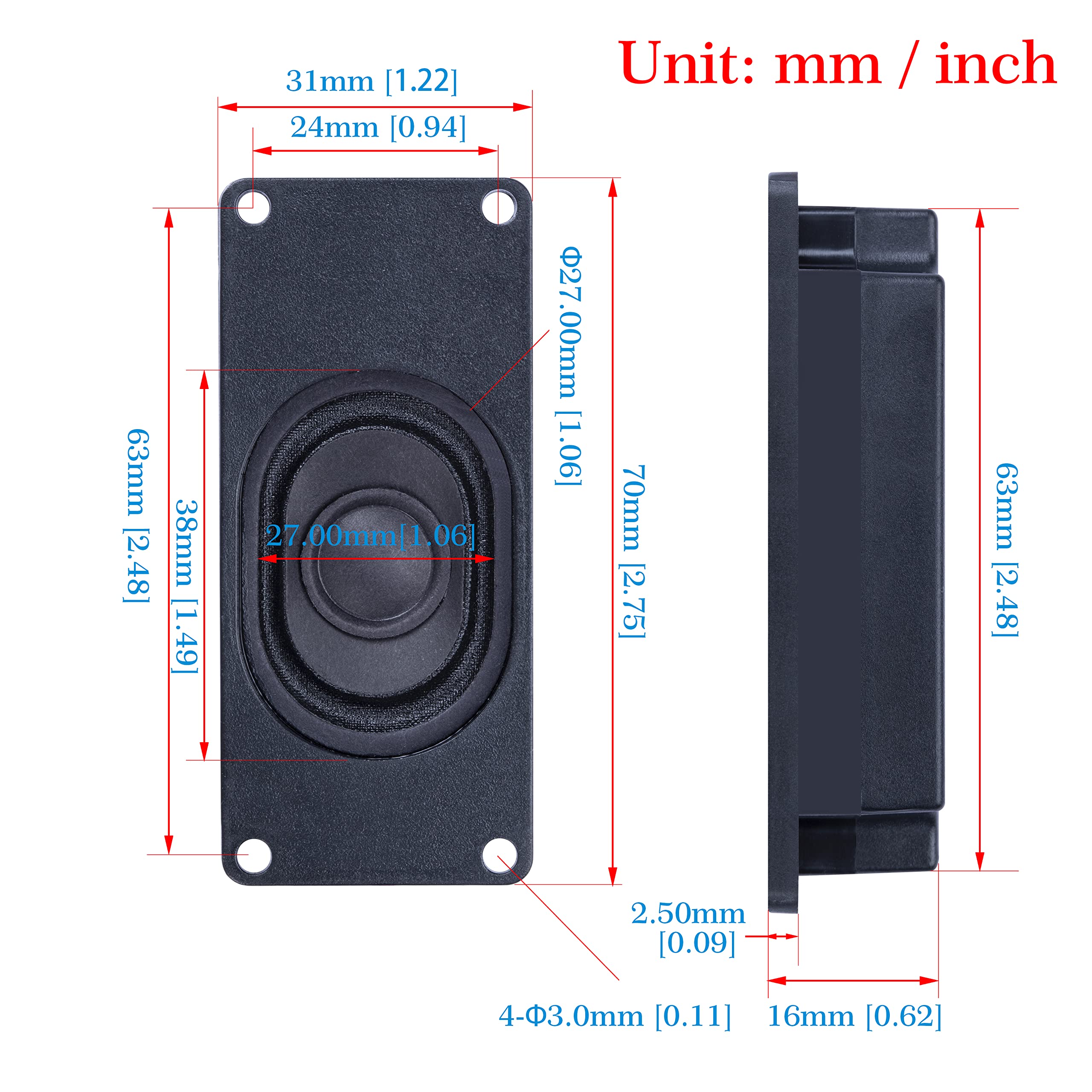 CQRobot Miniature Loudspeaker 3 Watt 4 Ohm Passive Enclosed Audio/Woofer Speaker Compatible with Arduino Board. 2.54mm Dupont Interface, for a Variety of Small DIY Electronic Projects. 3
