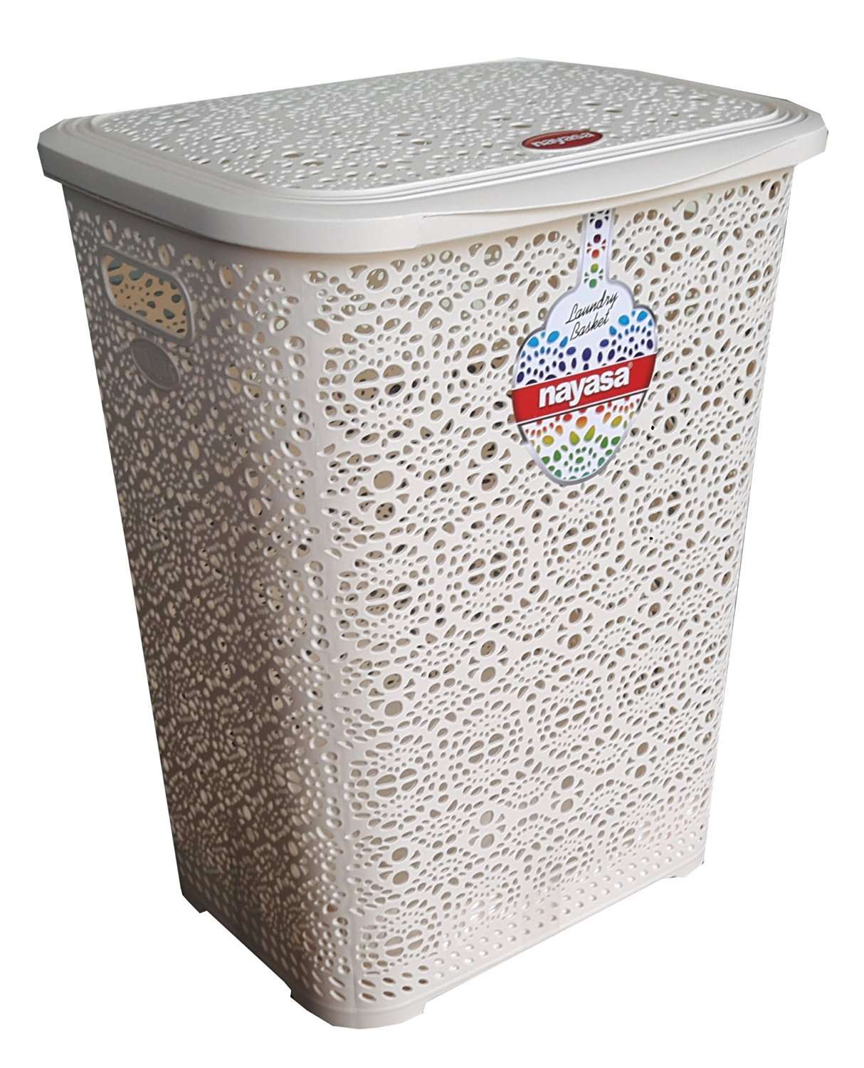 Nayasa Flower Laundry Basket Small (30 Liters Approx) (Ivory) 3