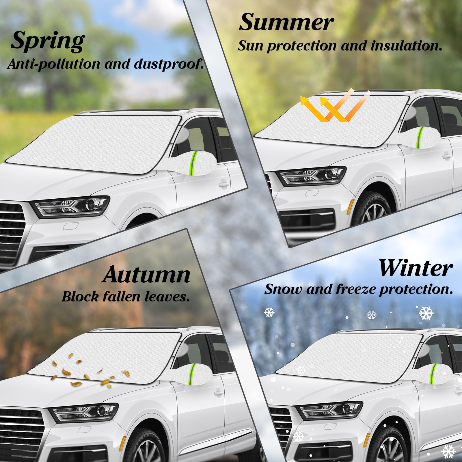 MR3XL Windshield Cover for Ice and Snow，45 * 63 inch Extra Large Windshield Snow Cover with 9 PCS Magnets,Fits Most Vehicles,Say Goodbye to Frosty Mornings and Hello to Easy Winter Prep 3