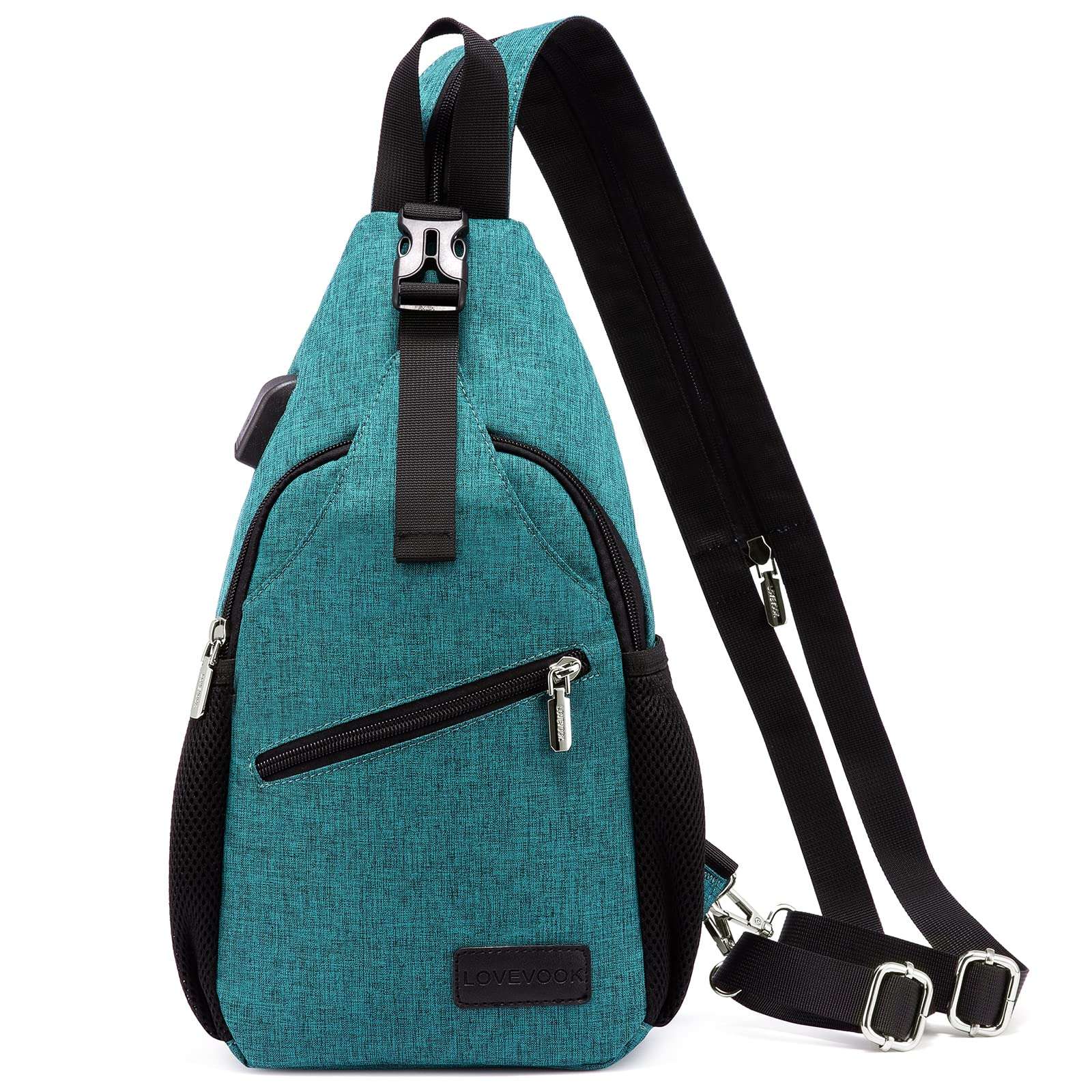 LOVEVOOK Sling Bag for Women Casual Daypack Nylon Crossbody Sling Backpack Travel Shoulder Bag Hiking Daypack (Green) 1