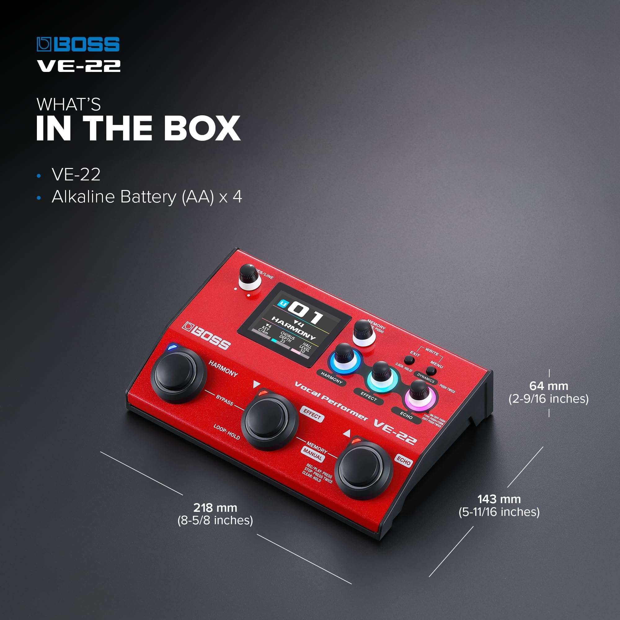 BOSS VE-22 Vocal Performer | Advanced Multi-Effects Processor for Singers | Powerful Harmony & Doubling Functions | Auto Pitch Correction | Ideal for Stage Performance, Recording, Livestreaming & More 4