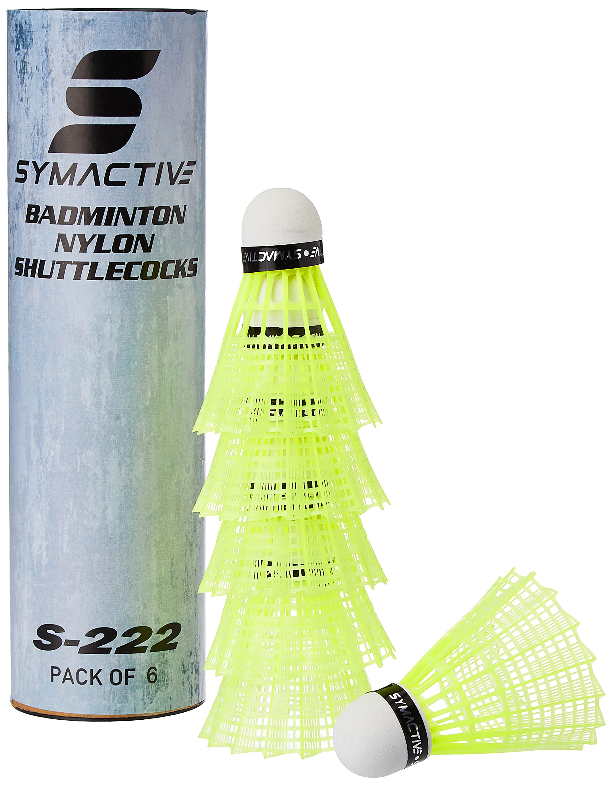 Amazon Brand - Symactive Nylon Shuttlecock (S222, Yellow) - Set of 6 3