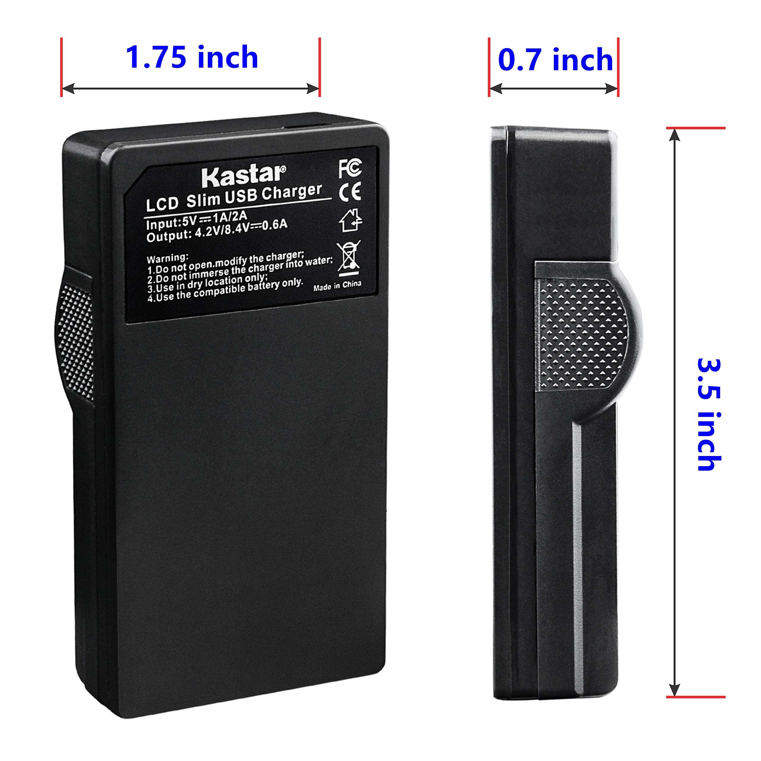 Kastar Slim LCD Charger for JVC BN-VF815, BNVF815 and Everio GC-PX10, GC-PX100, GS-TD1, GZ-HD300, GZ-HD320, GZ-HM1, GZ-HM200, GZ-HM400, GZ-MG630, GZ-MG650, GZ-MG670, GZ-MG680, GZ-MS120, GZ-MS130 3