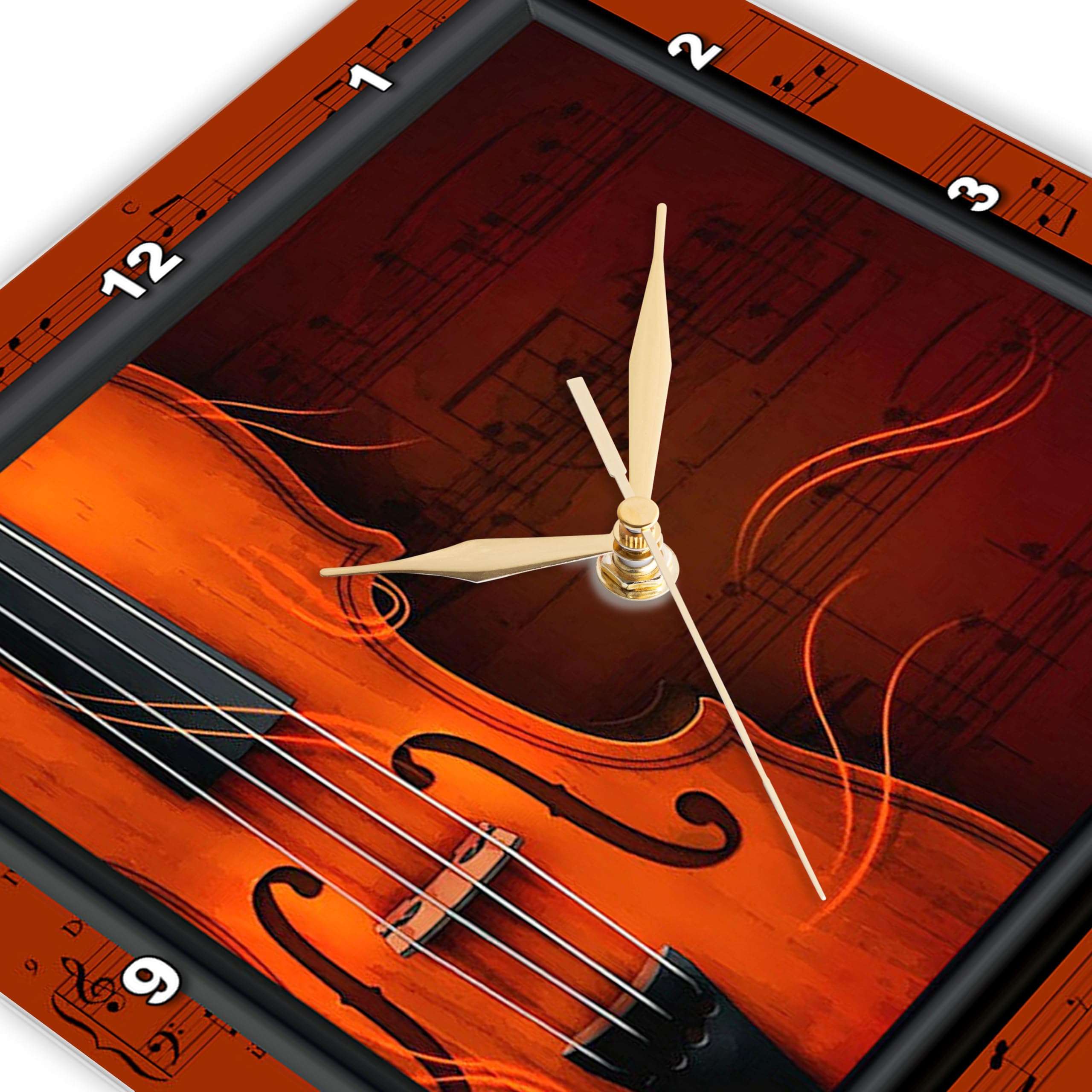3dRose DPP_18390_3 Violin or Fiddle Wall Clock, 15 by 15-Inch 4