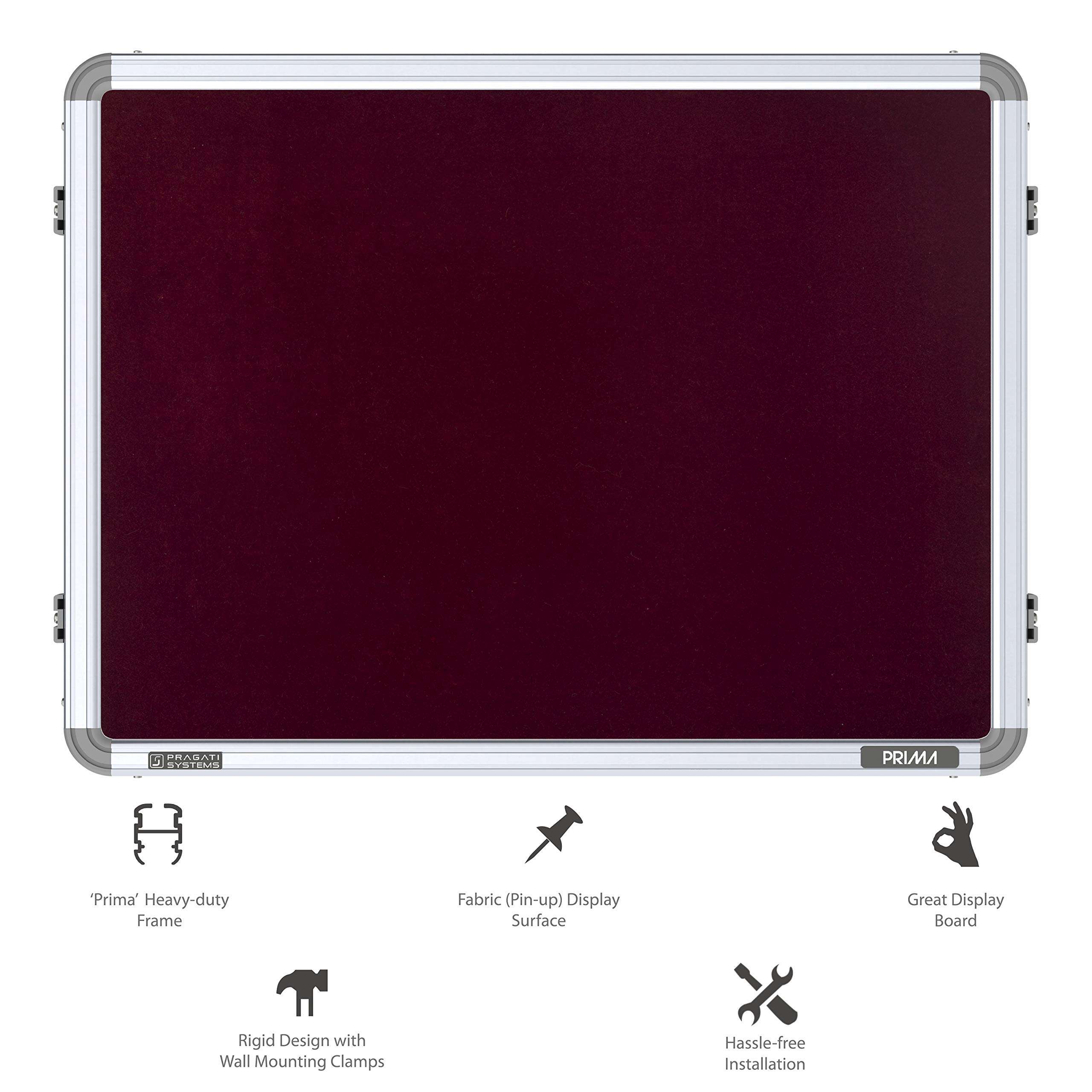 Pragati Systems® Prima Pin-up Display Board for Home, Kids, Office & School (PPUR4560), Heavy-Duty Aluminium Frame, 1.5x2 Feet, Maroon (Pack of 2) 6