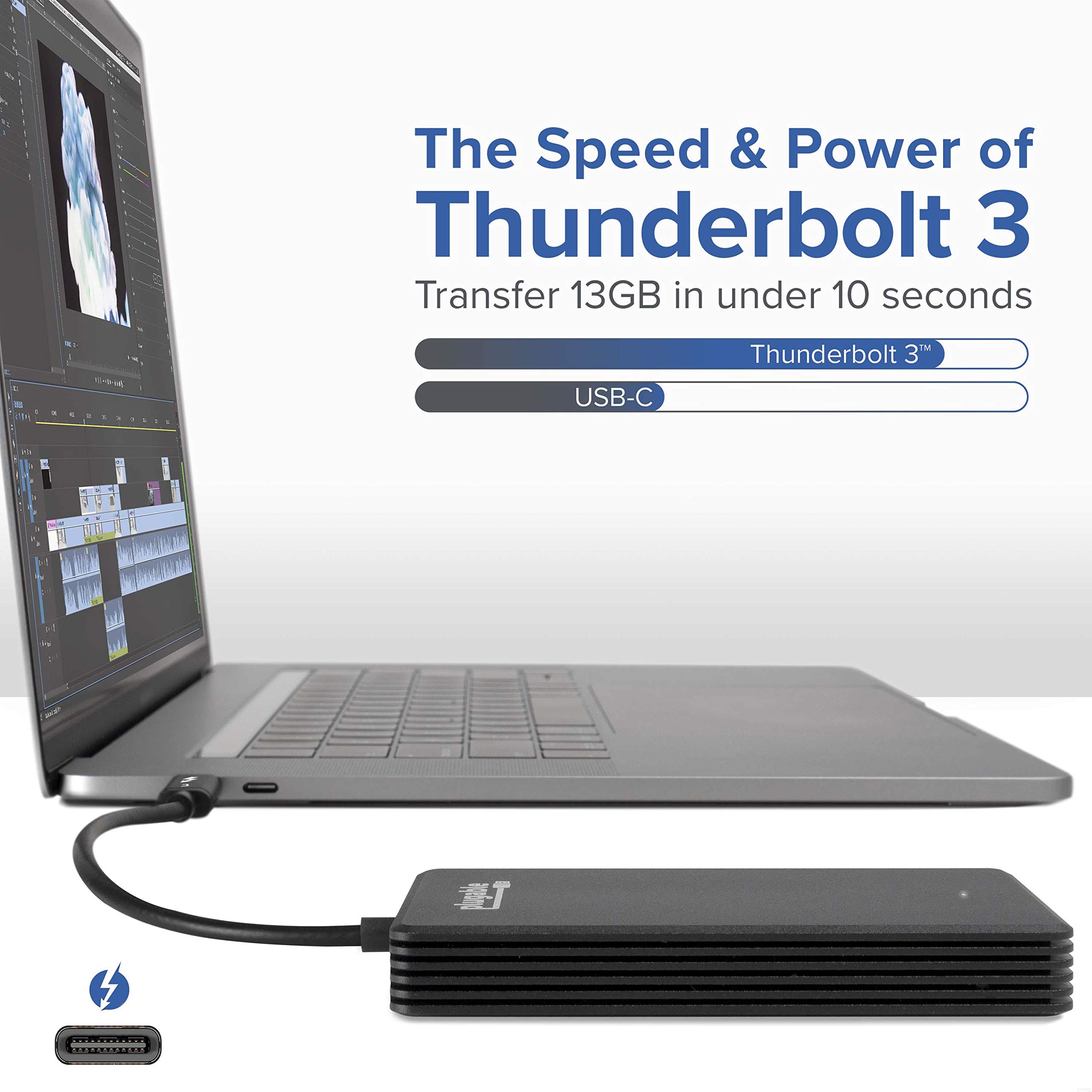 Plugable 512GB Thunderbolt 3 External SSD NVMe Drive (Up to 2400MBs/1800MBs R/W) 2