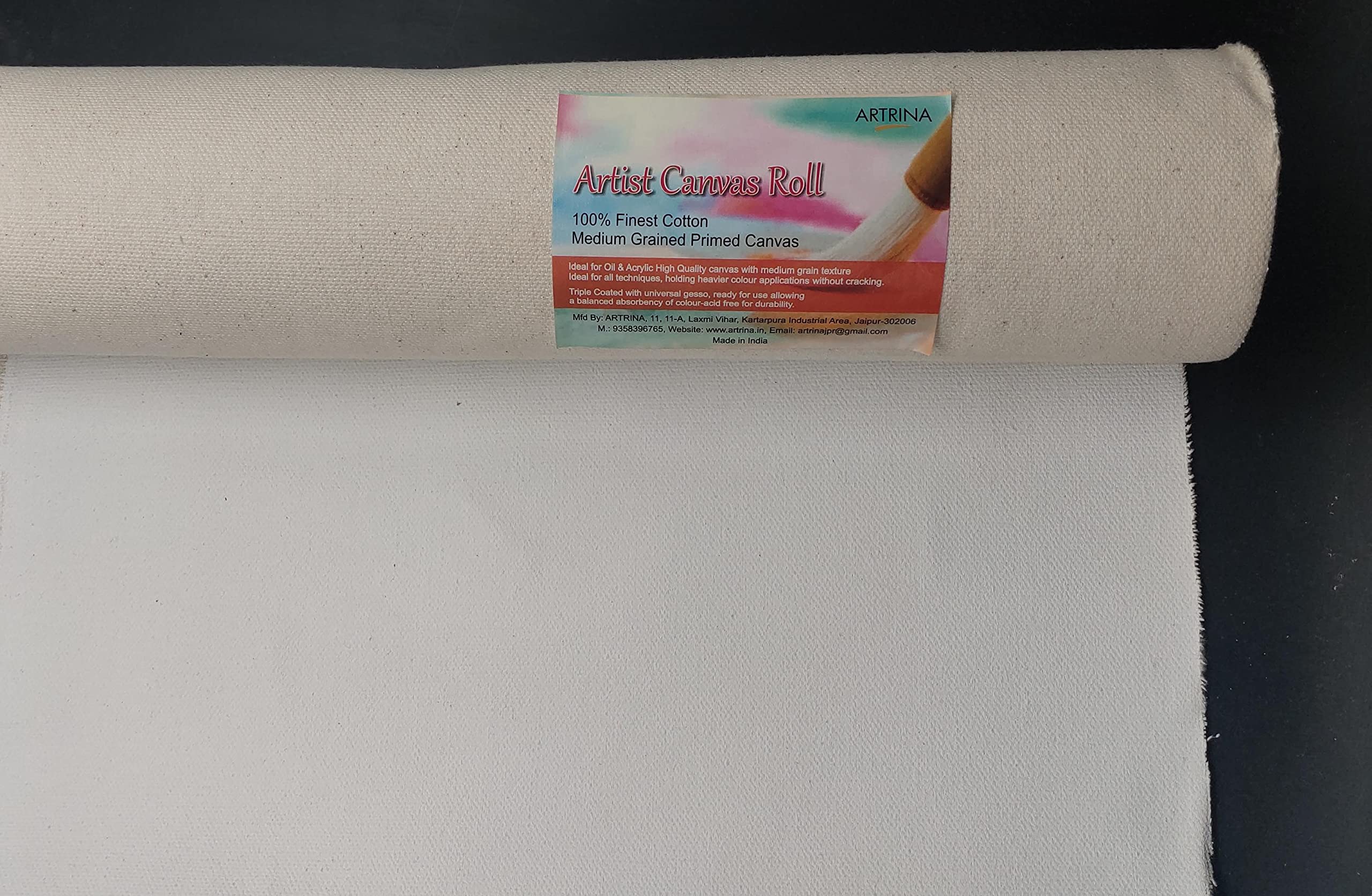 ARTRINA Painting Drawing and Sketch Accessories Primed Painting Canvas Roll (7 Oz) (20" x 5 MTR) 5