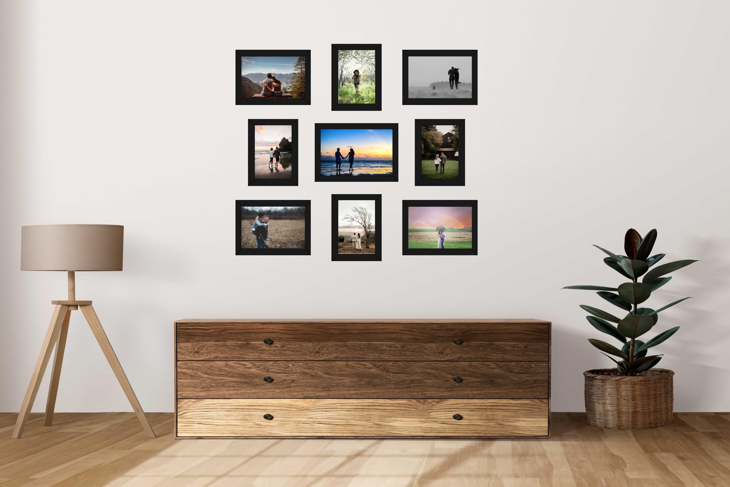 HK PRINTS Photo Frame for Home Office School Decoration 9 Frames Collage for Wall Hanging (4x6, 5x7, 6x8 Inch, Synthetic Wood, Plexiglass) F-1 4