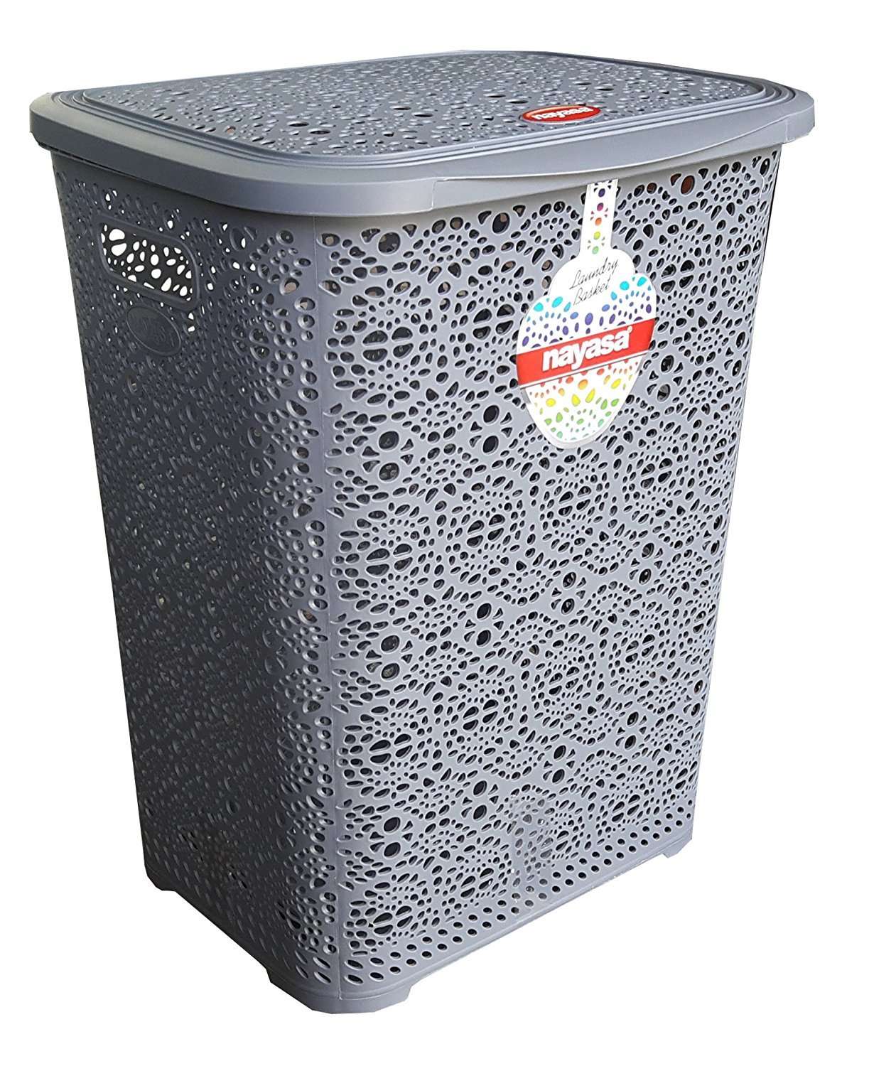 Nayasa Flower Laundry Basket Small (30 Liters Approx) (Grey) 3