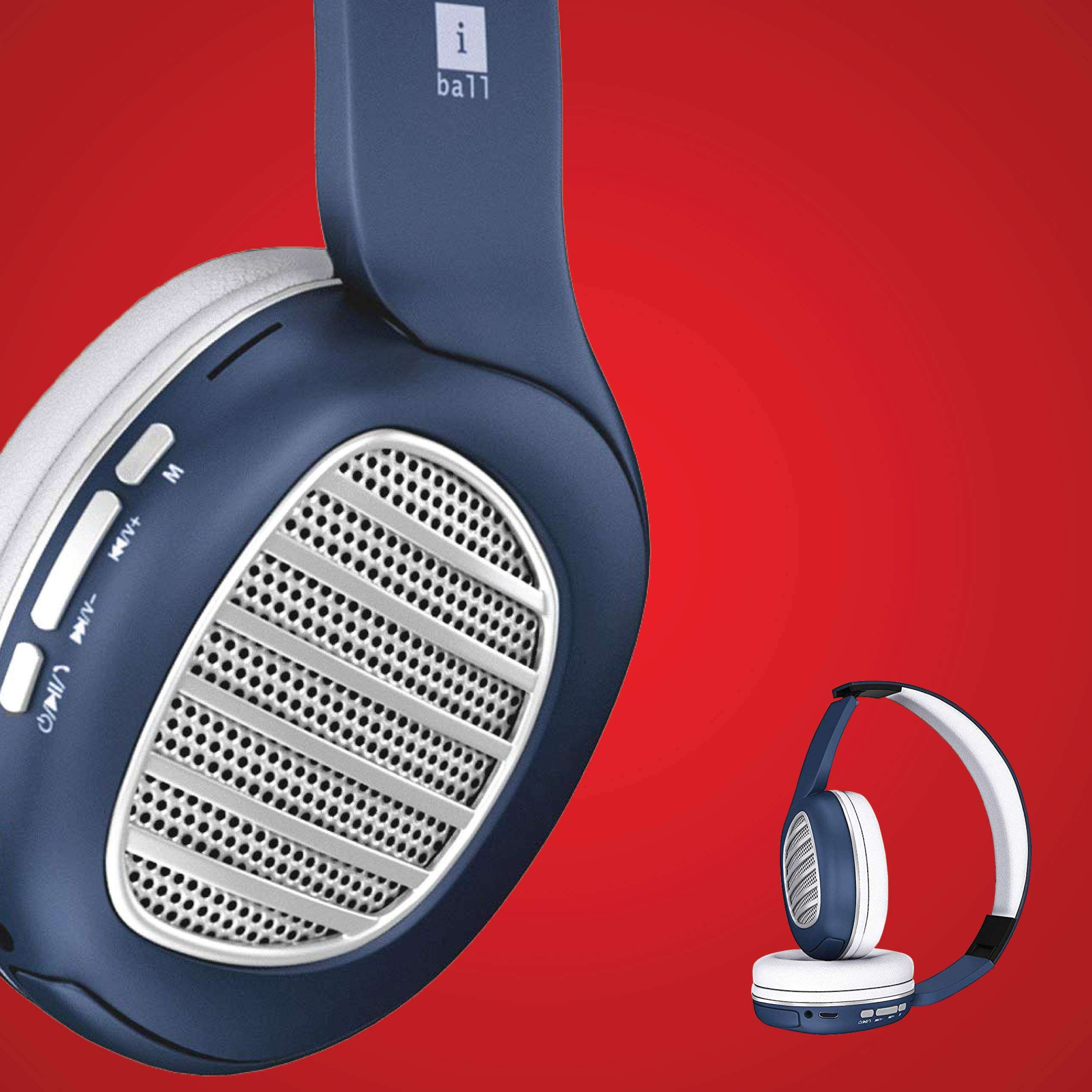 iBall Decibel BT01 Smart Headphone with Alexa Enabled – Blue, White and Silver 2