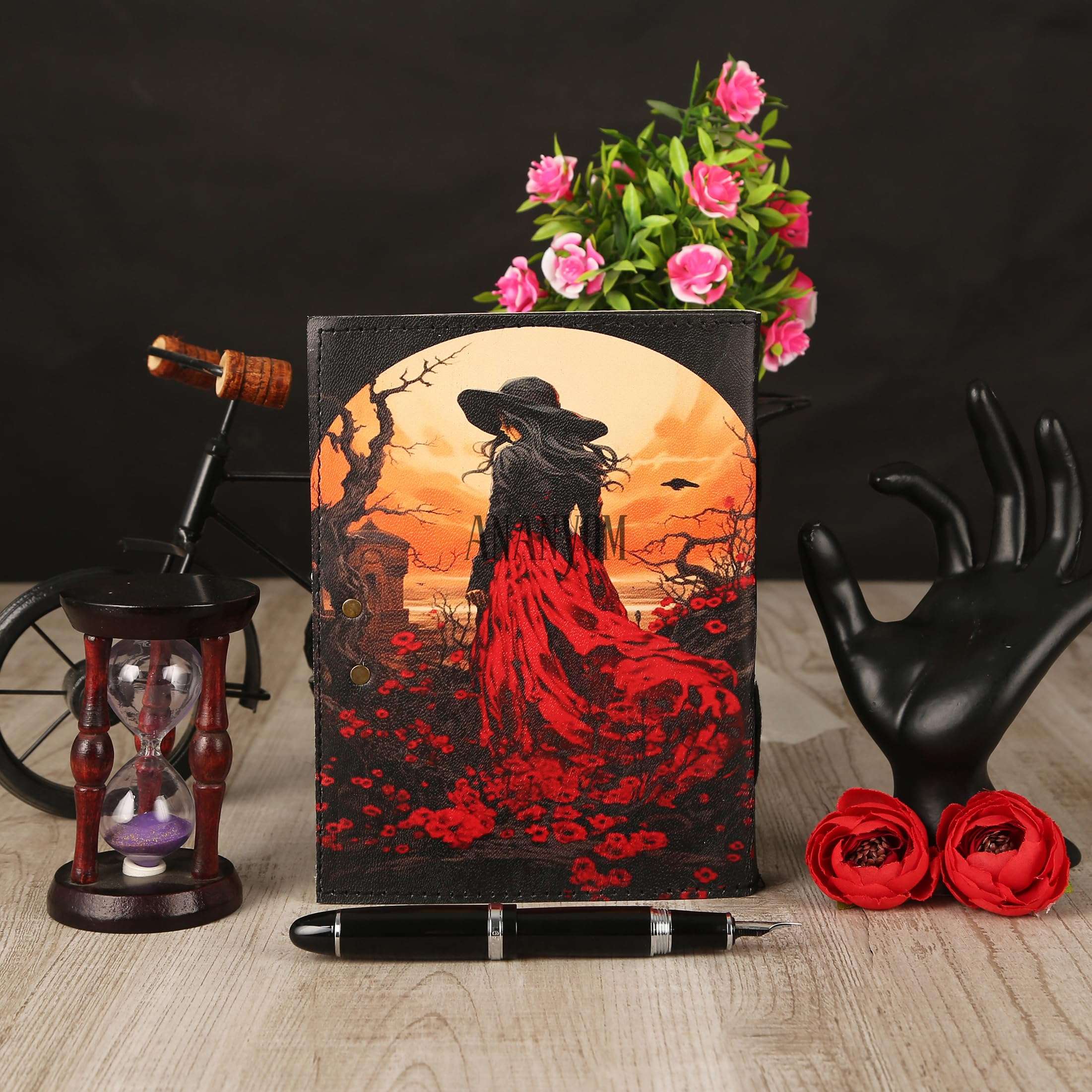 ANANYOM Leather Journal Notebook for Writing Gift Set, Arciero Storica vintage Leather Journal (Multi colour) Notebook With 200 Blank White Paper, Unruled, Brass Clasp Lock Journal for Women 6