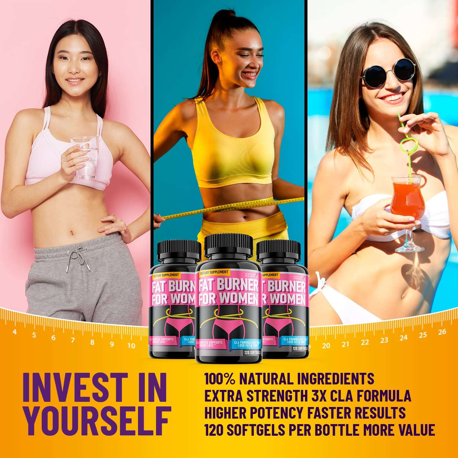 Belly Fat Burner for Women - Weight Loss Pills for Women Stomach Fat | CLA Softgels | Appetite Suppressant & Metabolism Booster | Bloating Relief & Natural Support - Keto Diet Pills 120 Softgels 6