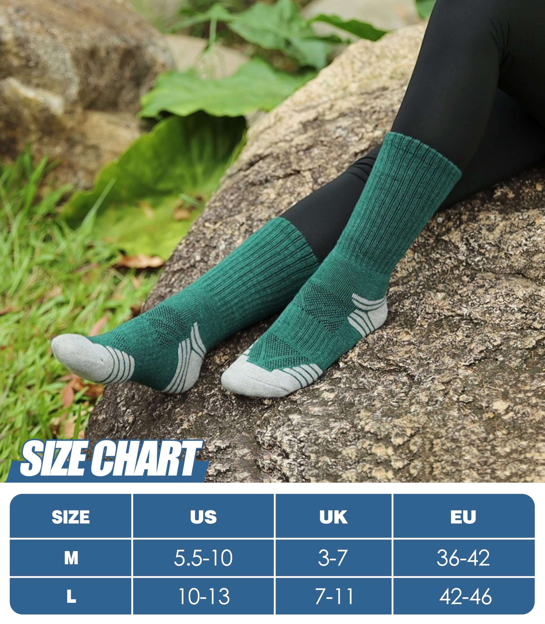 NOCIN COLOR Merino Wool Hiking Socks for Women Men Thermal Winter Warm Boot Socks Athletic Work Cozy Cushion Socks 5 Pairs(5 Pairs Colorful,Medium) 6