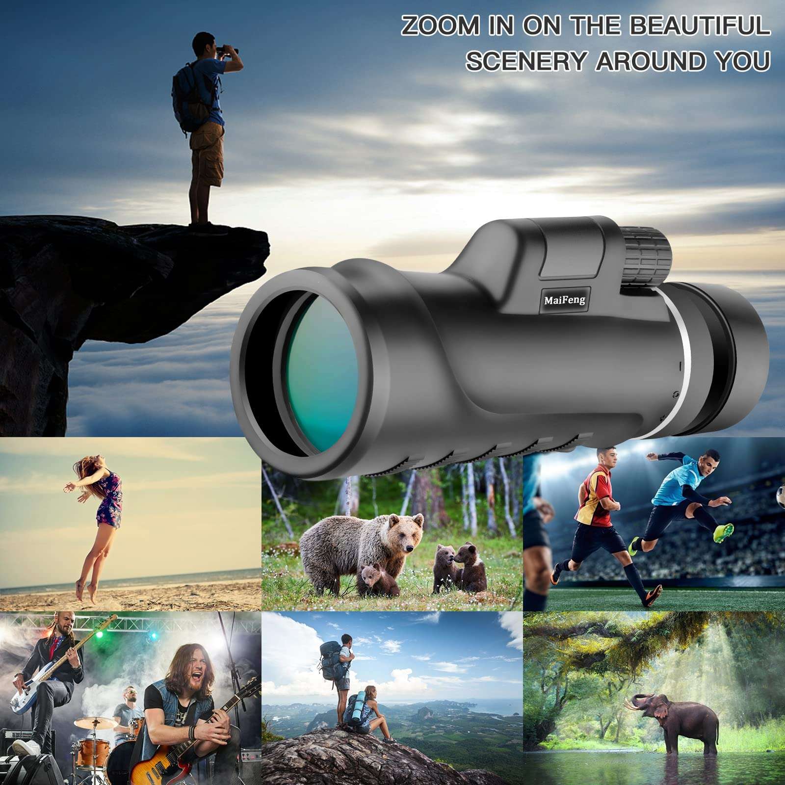 Monocular Telescope, 44x50 High Powered Monoculars for Adults Kids, Monocular Telescope for Smartphone, Monocular for Bird Watching Hunting Hiking Concert Travelling 6