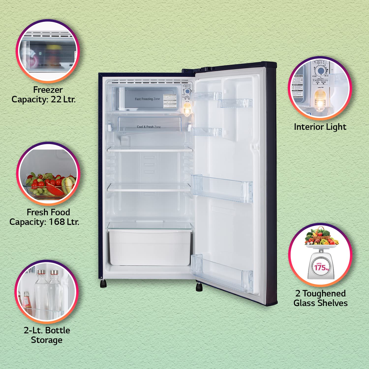 LG 190L 2 Star Direct-Cool Single Door Refrigerator (GL-B199OBPC, Blue Plumeria, Fast Ice Making, 2022 Model) 4