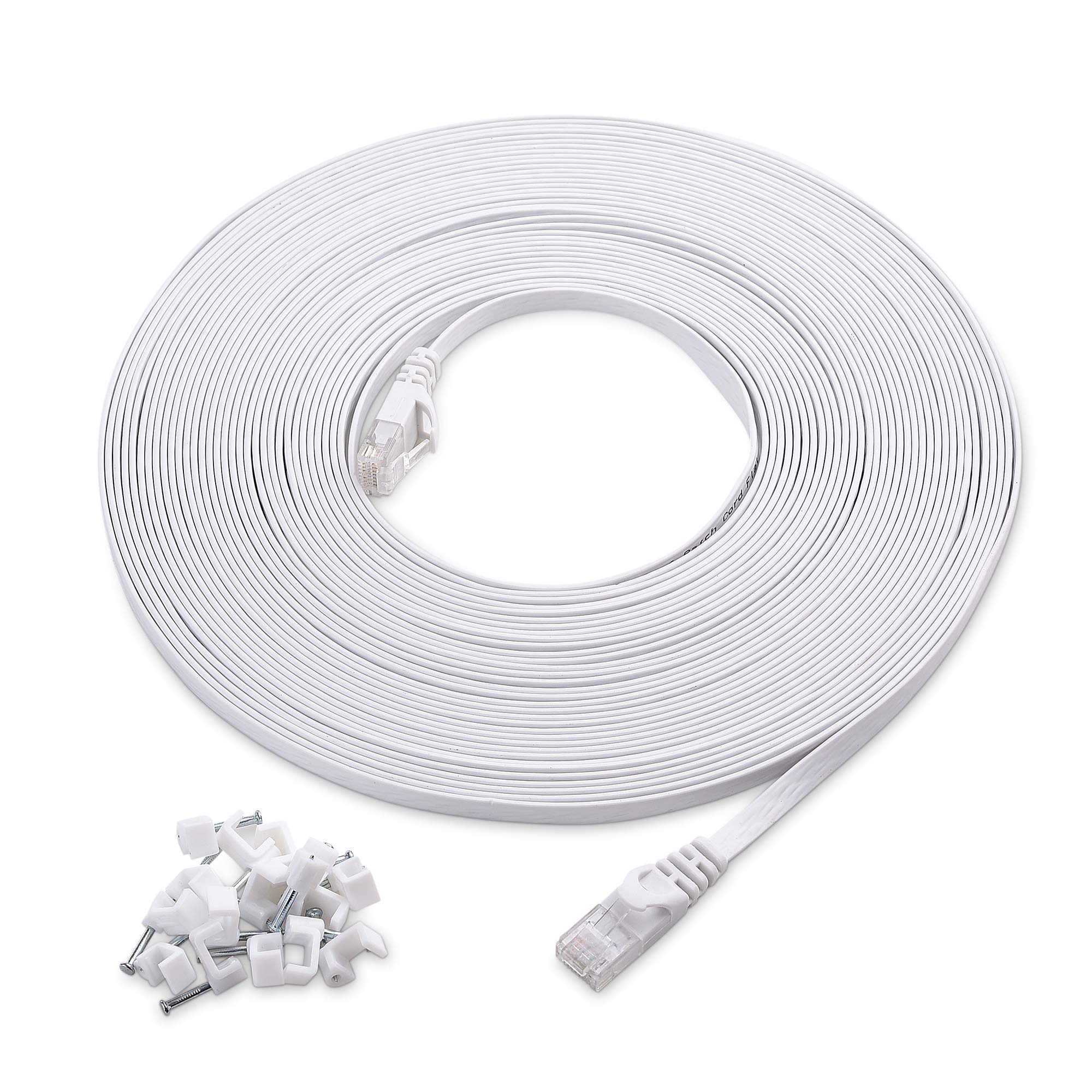 Cable Matters Snagless Cat6 Ethernet Cable (Cat6 Cable, Cat 6 Cable) in Blue 20 ft & Cat6 Flat Ethernet Cable in White 50 ft 5