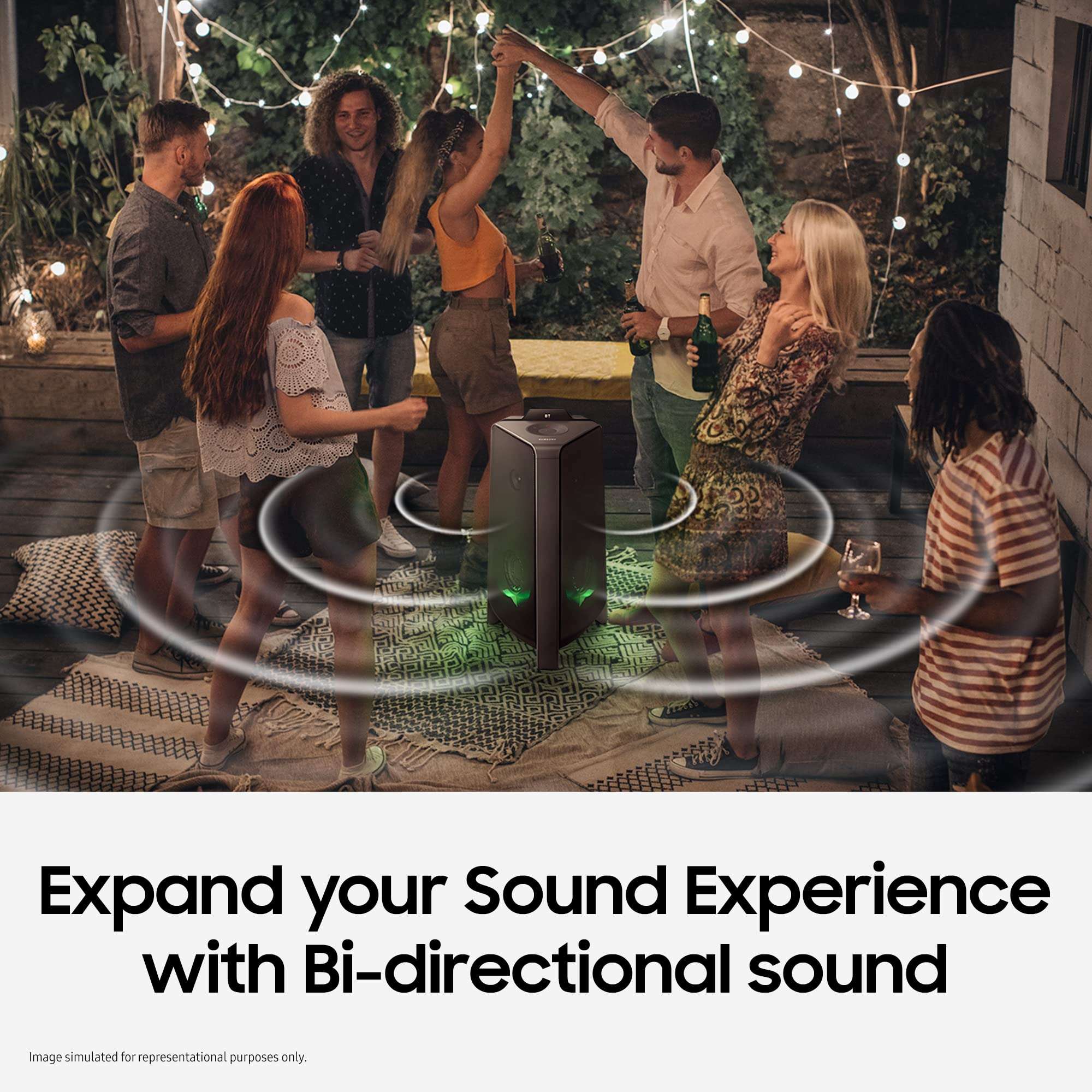 Samsung {MX-T50/XL) Sound Tower High Power Audio, Floor Standing Speaker, Bi-Directional Sound, Water Resistant, Party Lights, Bluetooth Multi-Connection, USB Music Playback (Black) 3