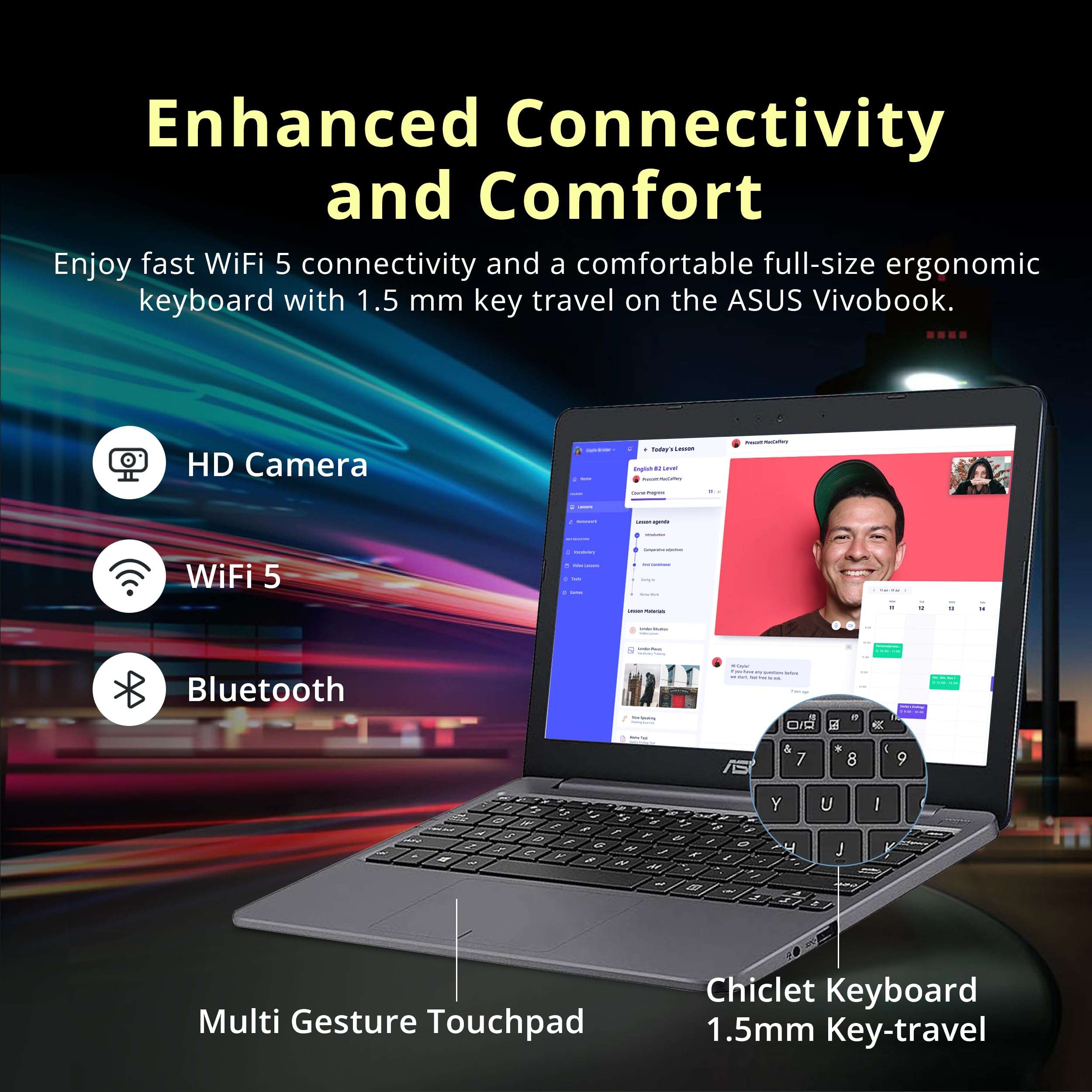 Asus BR1100C 11.6'' HD Rugged Student Laptop, Intel Celeron N4500, 4GB RAM, 128GB SSD, 1 MP Rear Webcam, Webcam Shield, Spill-Resistant Keyboard, Intel UHD Graphics, Win 10 Pro, Dark Grey 4