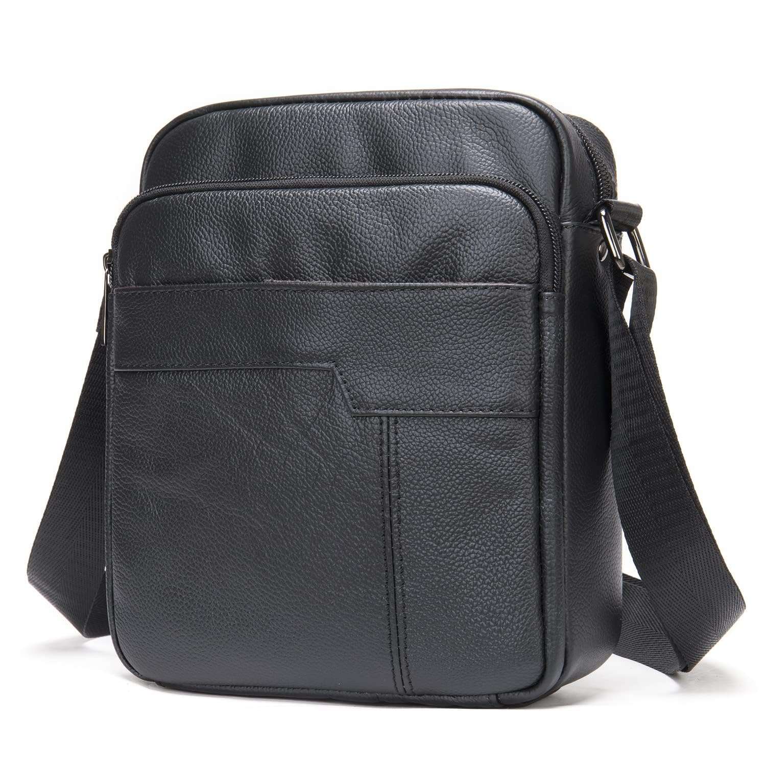 SHLKNKLE Leather Shoulder Messenger Bag for Men Travel Business Crossbody Pack Wallet Phone Pouch Purse Pocket Daypack (Black) (Color : #01black) 1