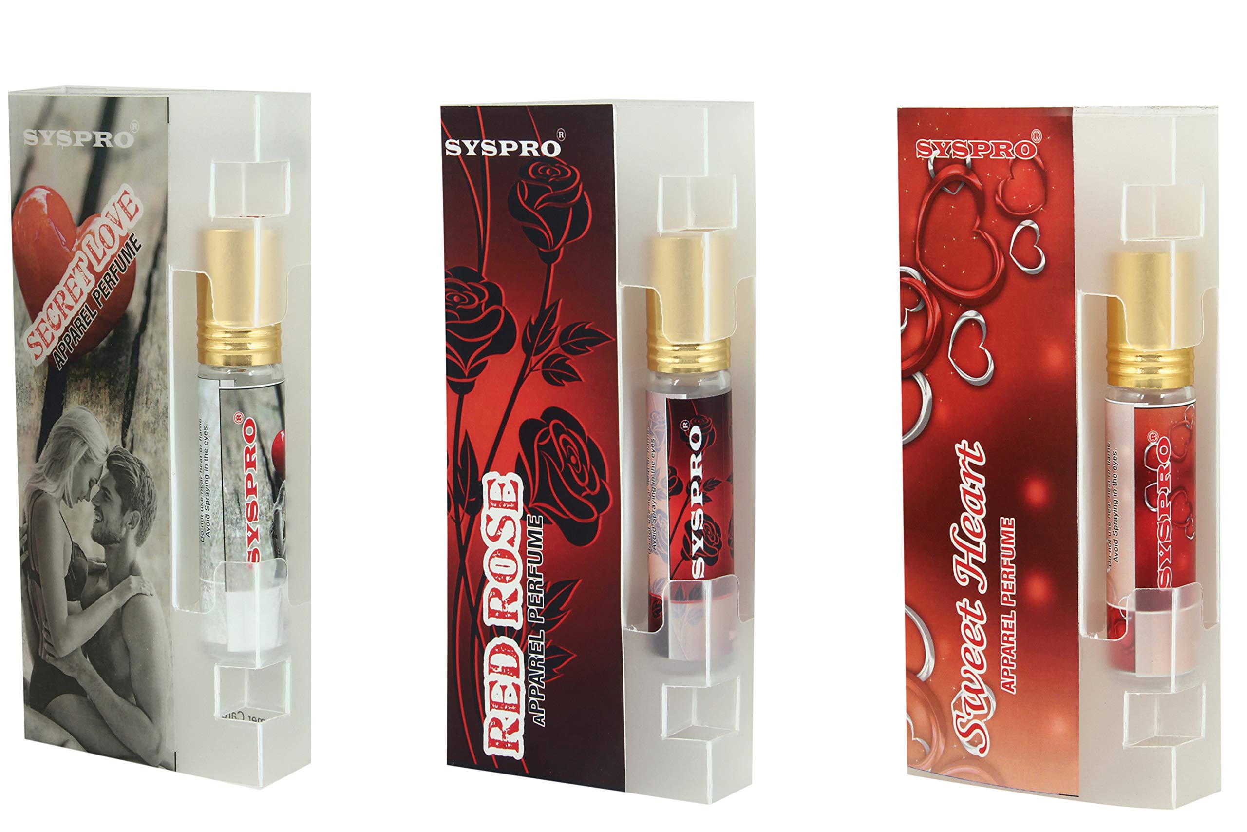SYSPRO Attar Perfume Combo Of Secret Love, Red Rose and Sweet Heart Roll on for Men, Women Natural and Long-Lasting Fragrance Attar for Valentine's Day, Birthday and Special-one (8 ml) 1