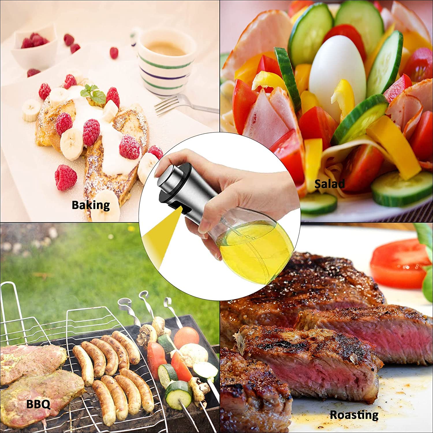 MANVI Oil Sprayer for Cooking, 200ml Olive Oil Sprayer Mister, Portable Oil Spray Bottle with Brush Funnel for Baking, BBQ, Salad, Air Fryer, Roasting 5