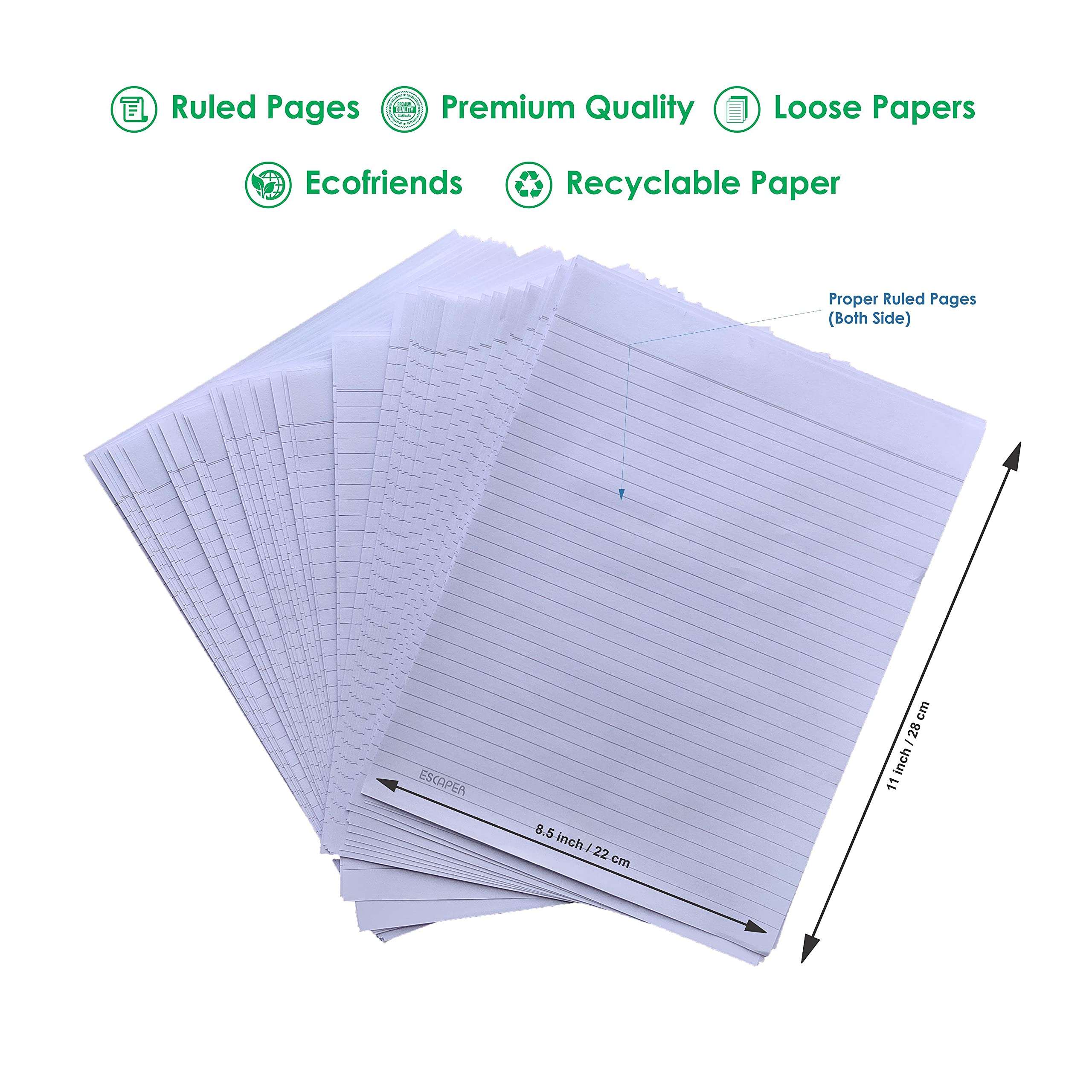 ESCAPER Write Your Way to Success with 200 Loose, A4 Ruled Sheets (Both Sides Ruled - 90 GSM - 11 x 8.5 inch) - Perfect for Exams, Projects, and Daily Notes 2