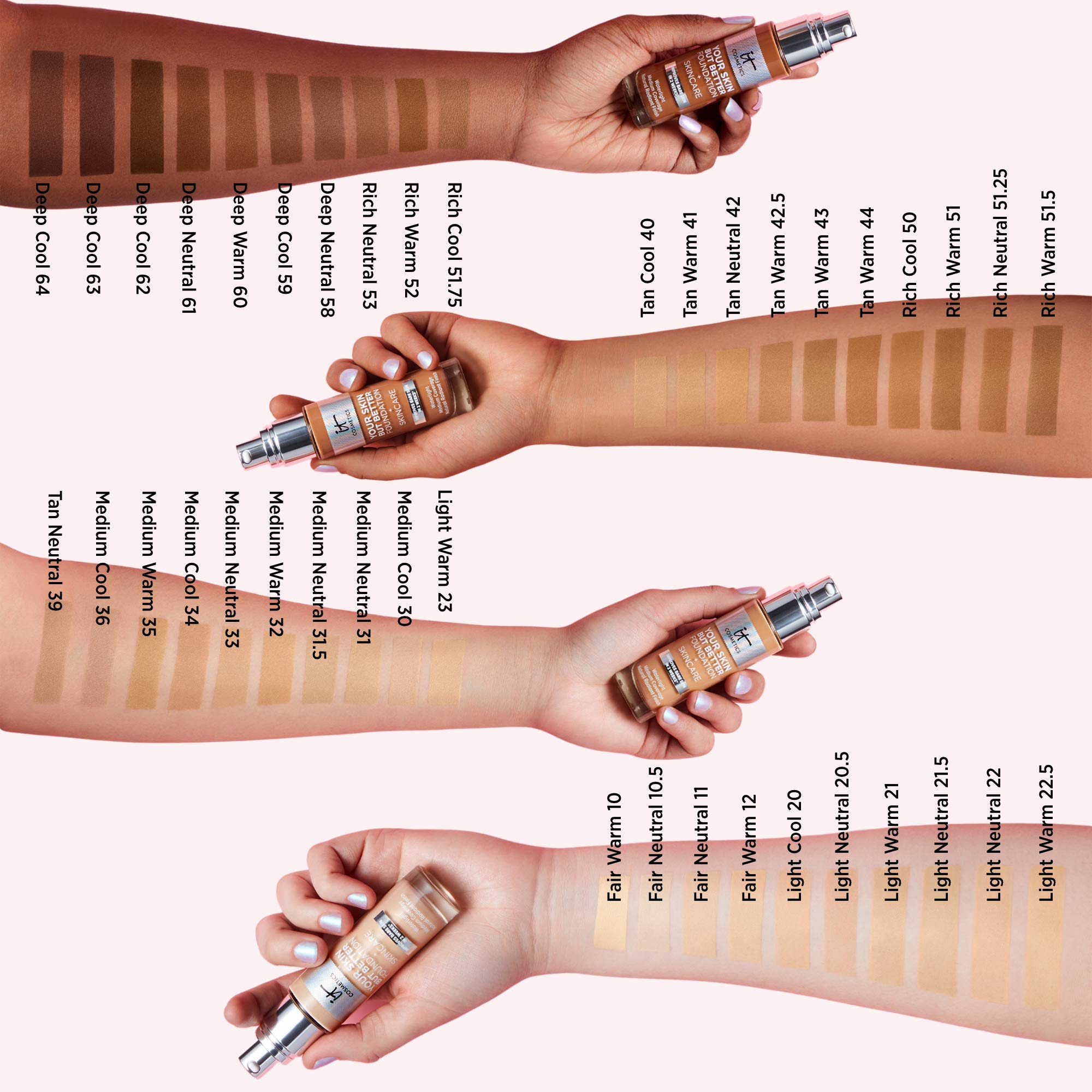 IT Cosmetics Your Skin But Better Foundation + Skincare, Tan Warm 41 - Hydrating Coverage - Minimizes Pores & Imperfections, Natural Radiant Finish - With Hyaluronic Acid - 1.0 fl oz 5