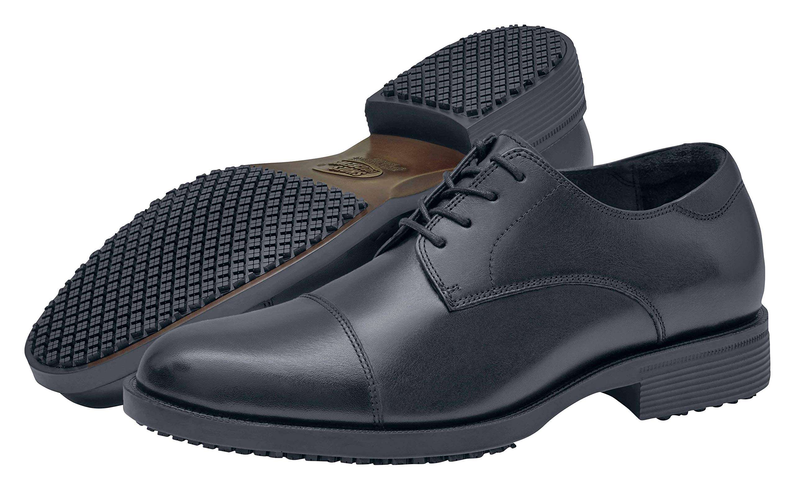 Shoes for Crews Senator, Men's Soft Toe Uniform Dress and Work Shoes, Slip Resistant, Water Resistant, Black, Size 10 1