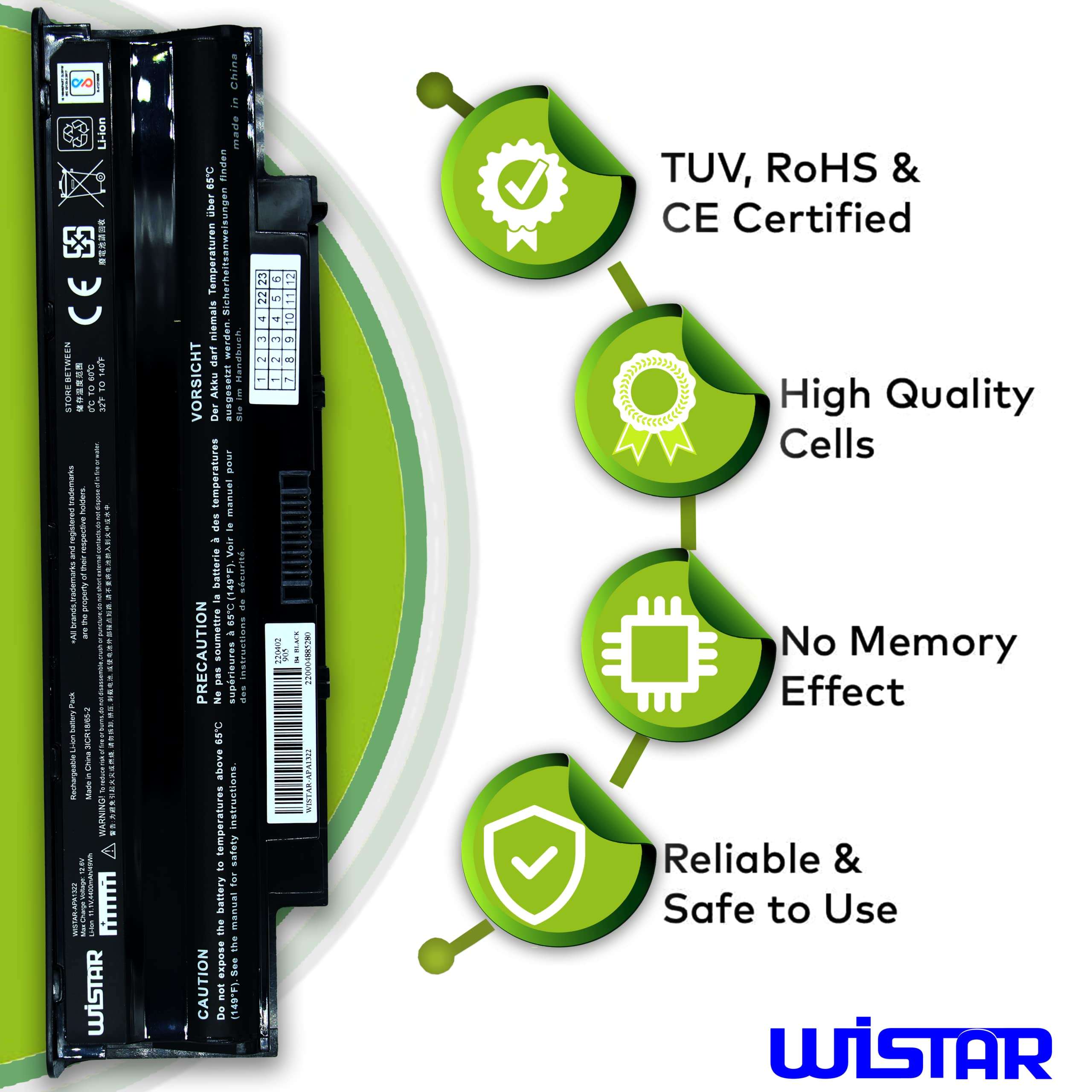 WISTAR Laptop Battery for Dell Inspiron N4010, N5050, N5030, VOSTRO 3450, VOSTRO 1550 6-Cell 5