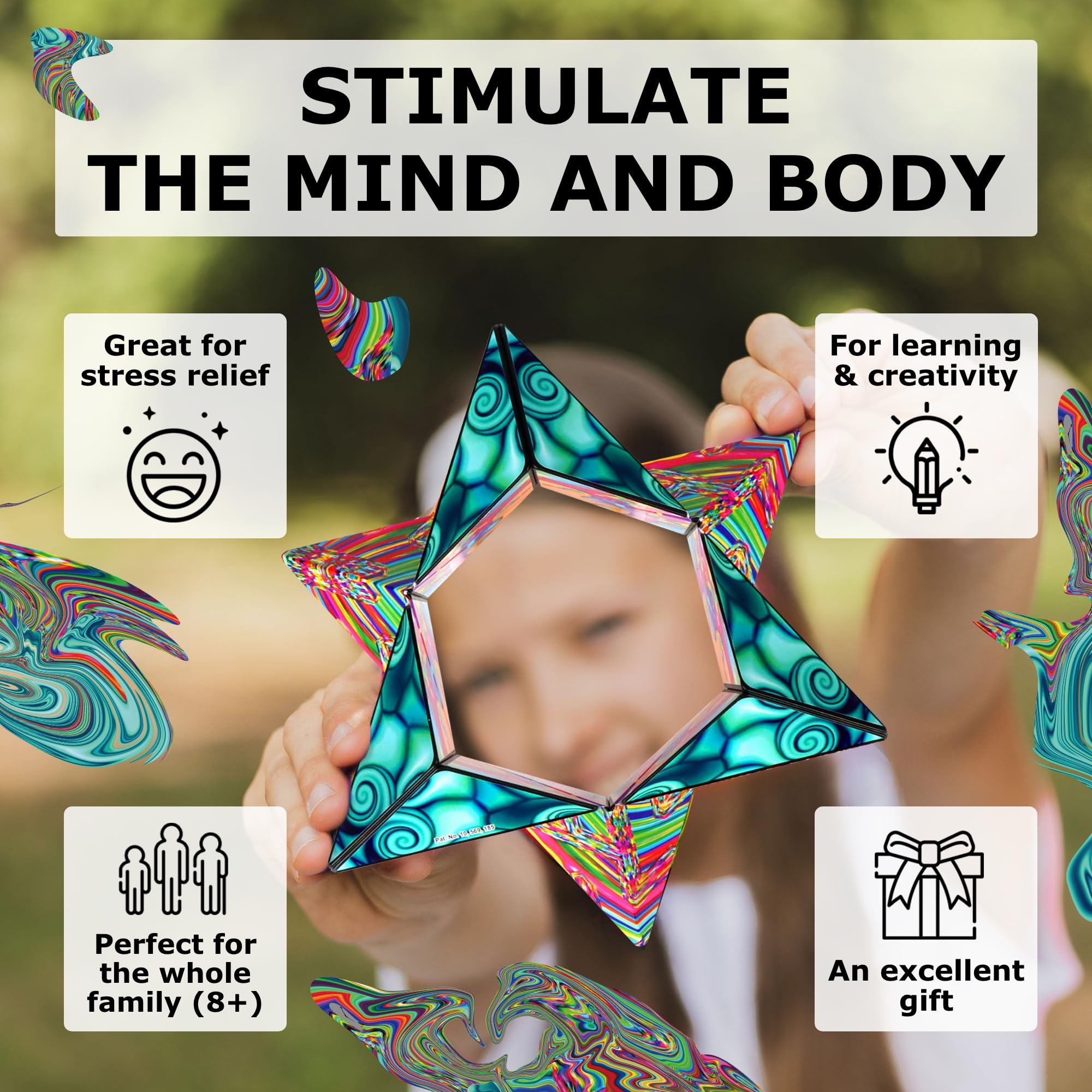 SHASHIBO Shape Shifting Box - STEM Magnetic Fidget Cube That Transforms Into Over 70 Shapes, Download Fun in Motion Toys Mobile App (Water Color) 4