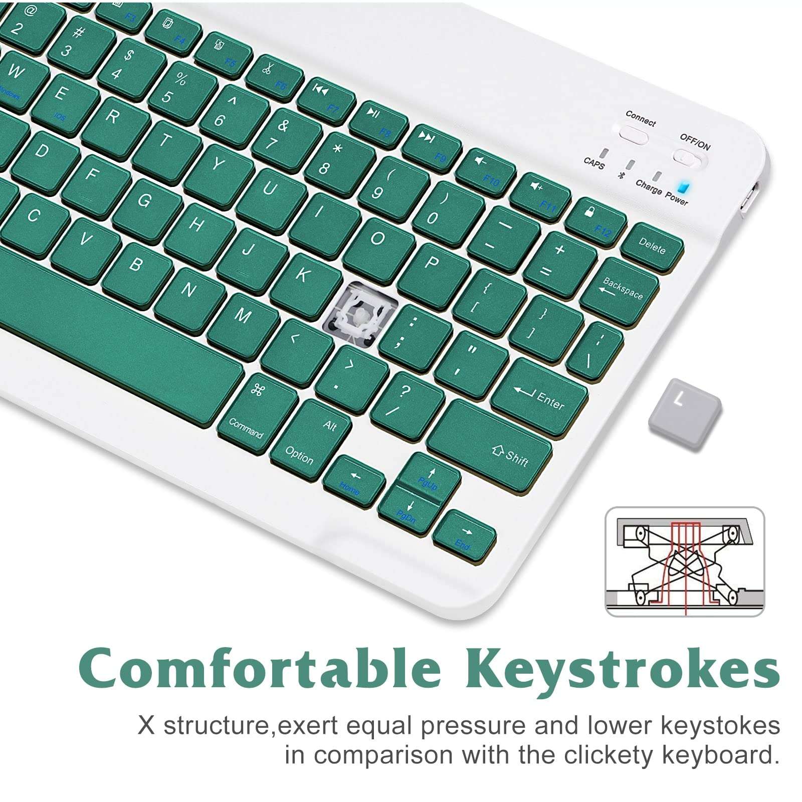 Rechargeable Bluetooth Keyboard and Mouse Combo Ultra Slim Full-Size Keyboard and Ergonomic Mouse for Ulefone Note 10 and All Bluetooth Enabled Mac/Tablet/iPad/PC/Laptop - Jade Green 6