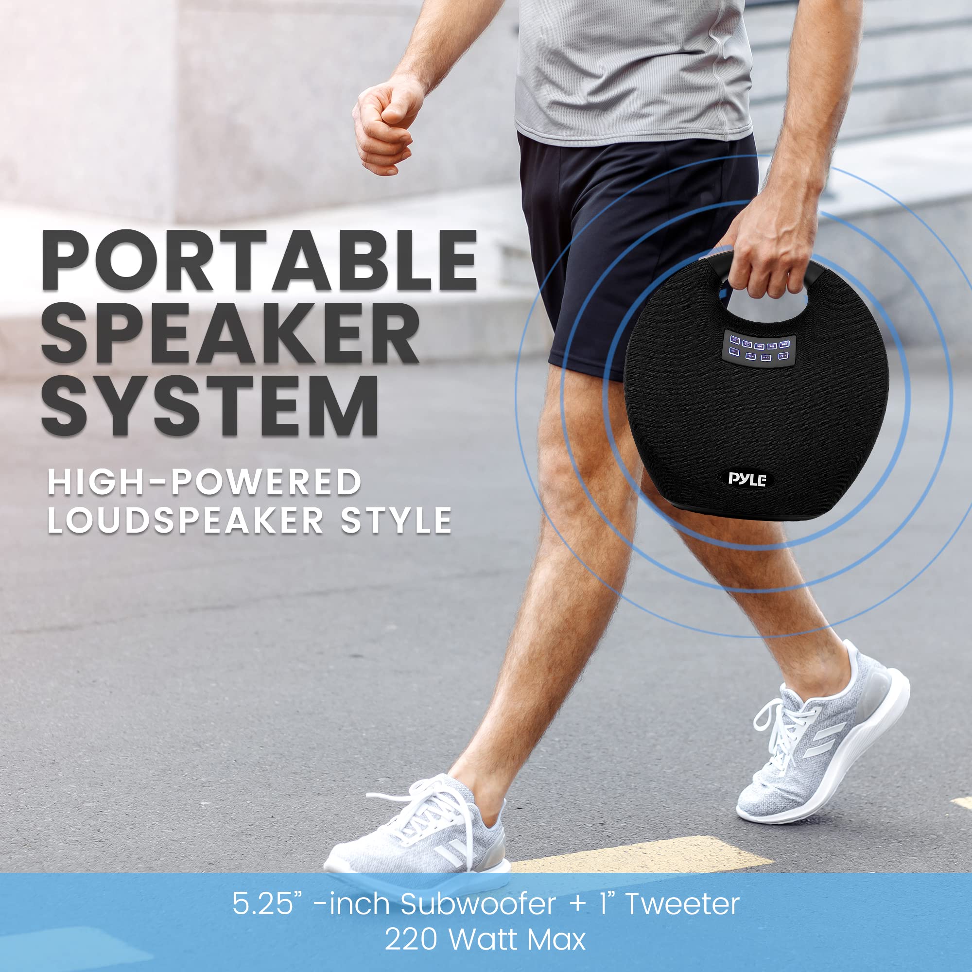 Pyle Mini IPX4 Waterproof Wireless Portable Bluetooth Speaker, with Built in Rechargeable Battery, Wireless Microphone, Clear Surround Sound, for Indoor and Outdoor Activities 5