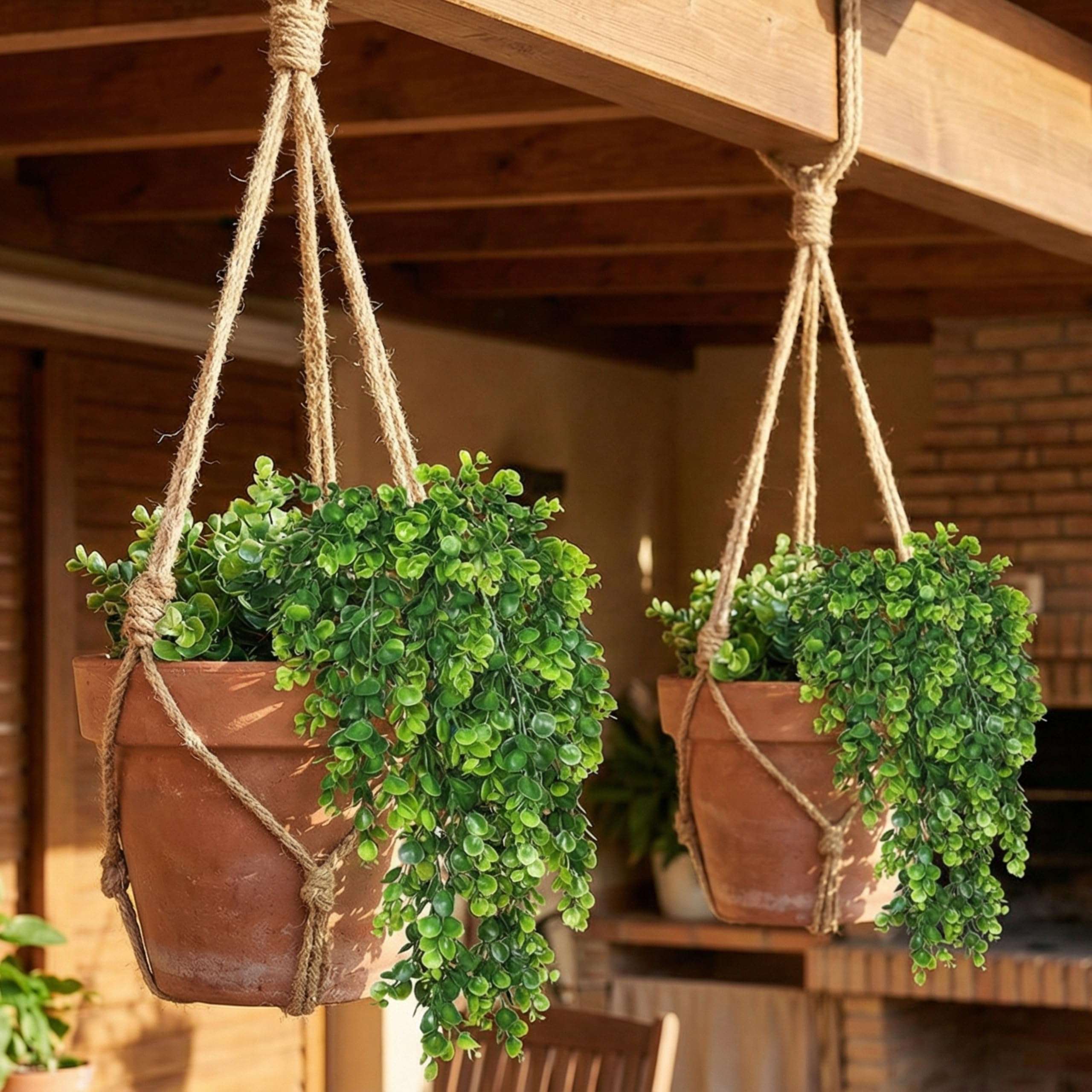 Dekorly 2 Pack Artificial Plants Artificial Hanging Plants Faux Eucalyptus Leaf Greenery Fake Hanging Eucalyptus Plant for Wall House Room Patio Indoor Outdoor Home Shelf Office Decor(Green) 4