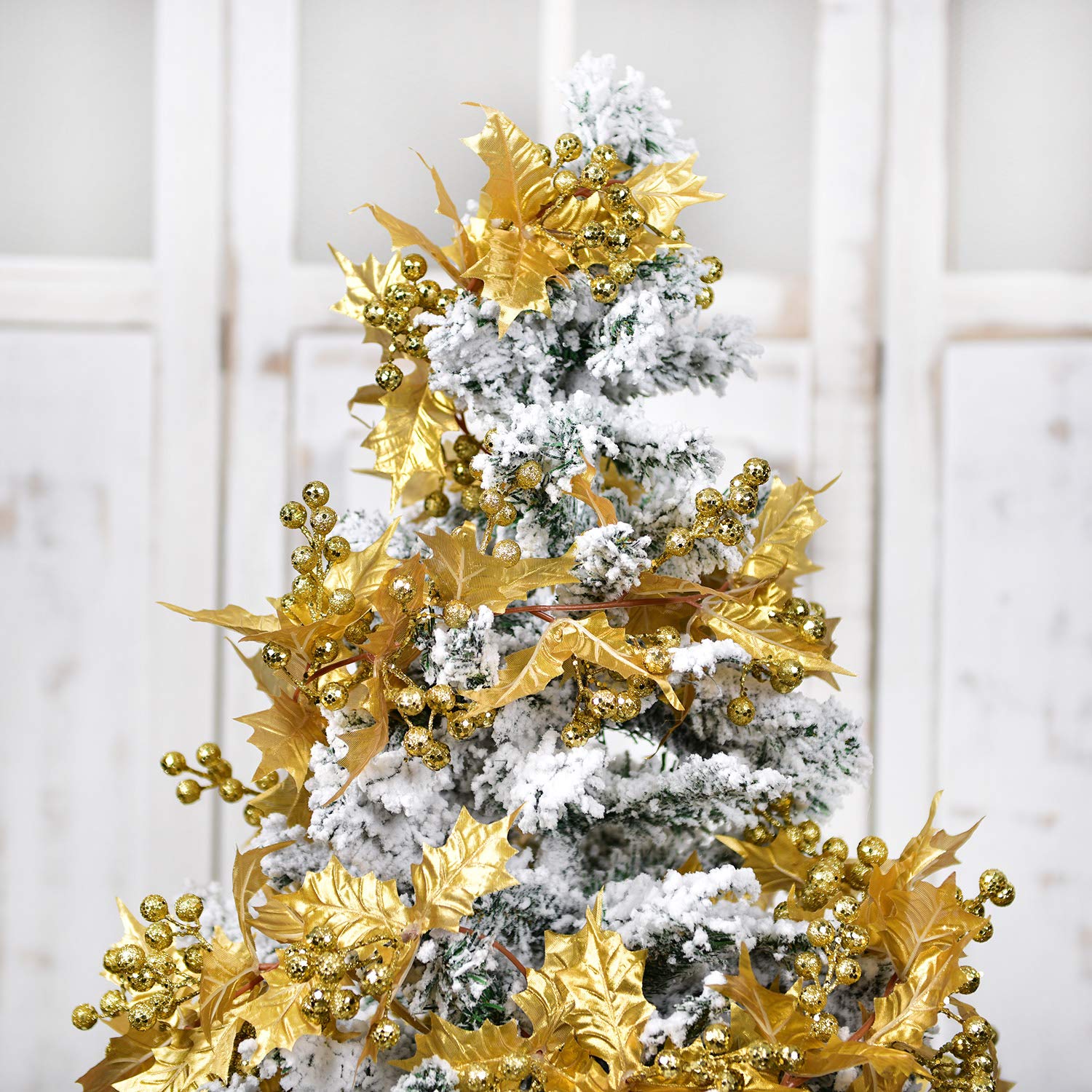 Lvydec Red Berry Garland Christmas Decoration - 5.8ft Artificial Greenery Garland with Red Berries and Holly Leaves for Holiday Fireplace Mantel Table Decoration 4