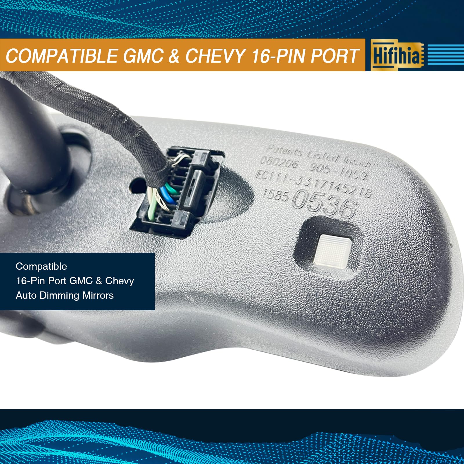 Hifihia Plug & Play Dashcam Power Adapter (16-Pin Type) Compatible with 2007-2015 GM GMC Silverado Sierra Tahoe Yukon, Connects to Rear View Mirror 5