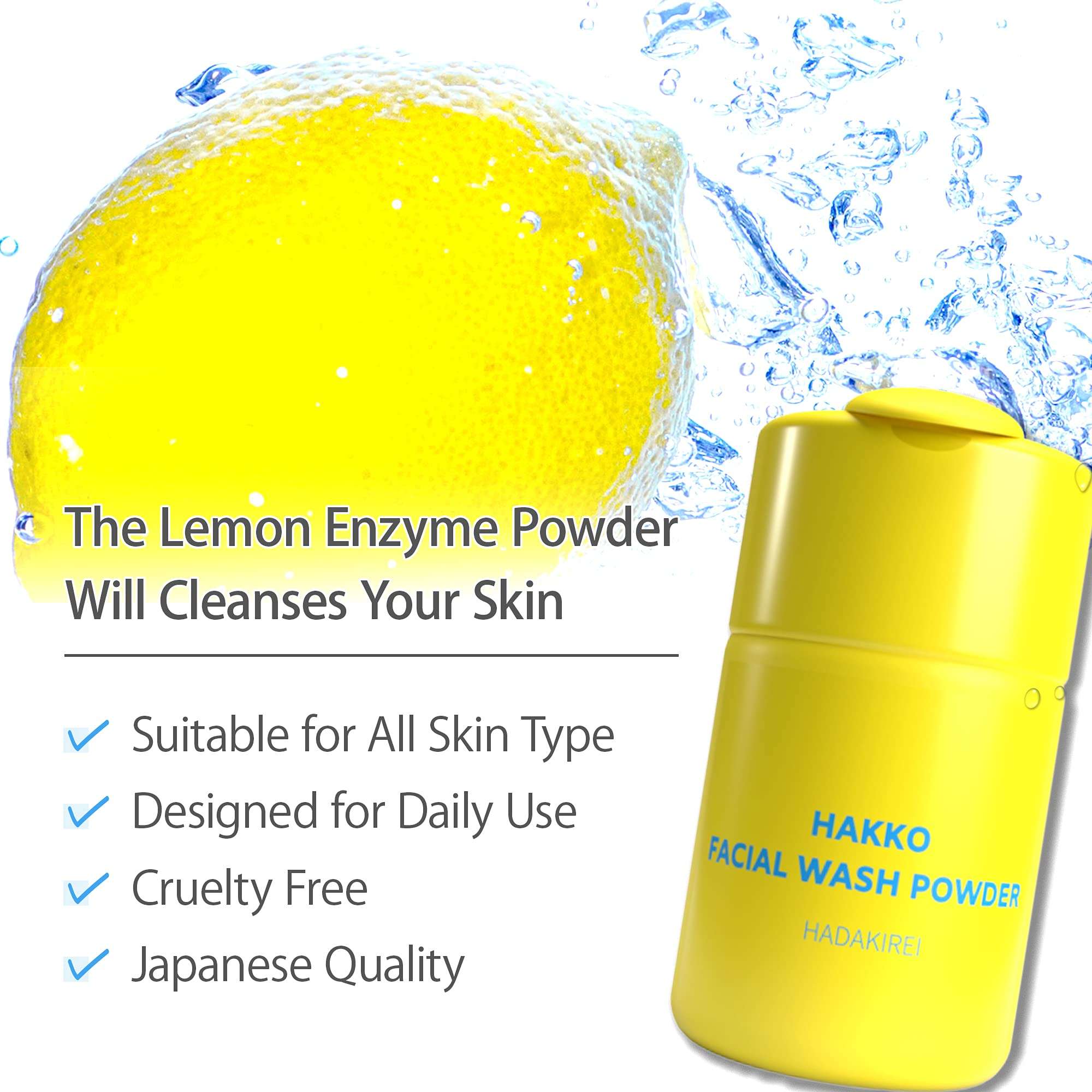 HAKKO SEIKATSU - Face Wash Powder, Enzyme Cleanser, Vitamin C Face Wash, Japanese Face Wash, Travel Size Face Wash, Exfoliating, Pore Cleansing for All Skin Types, Cruelty Free, 1.06 Oz 2