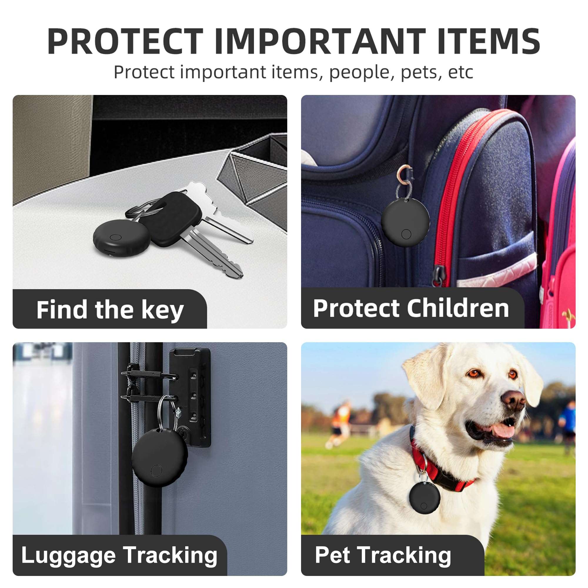 Air Tags, Smart Tag Works with Find My App (iOS Only), Keys Finder and Item Locator for Luggage, Backpack, Suitcases and More, Replaceable Battery, IP67 Waterproof Tracking Tags-3 Pack (Black) 6