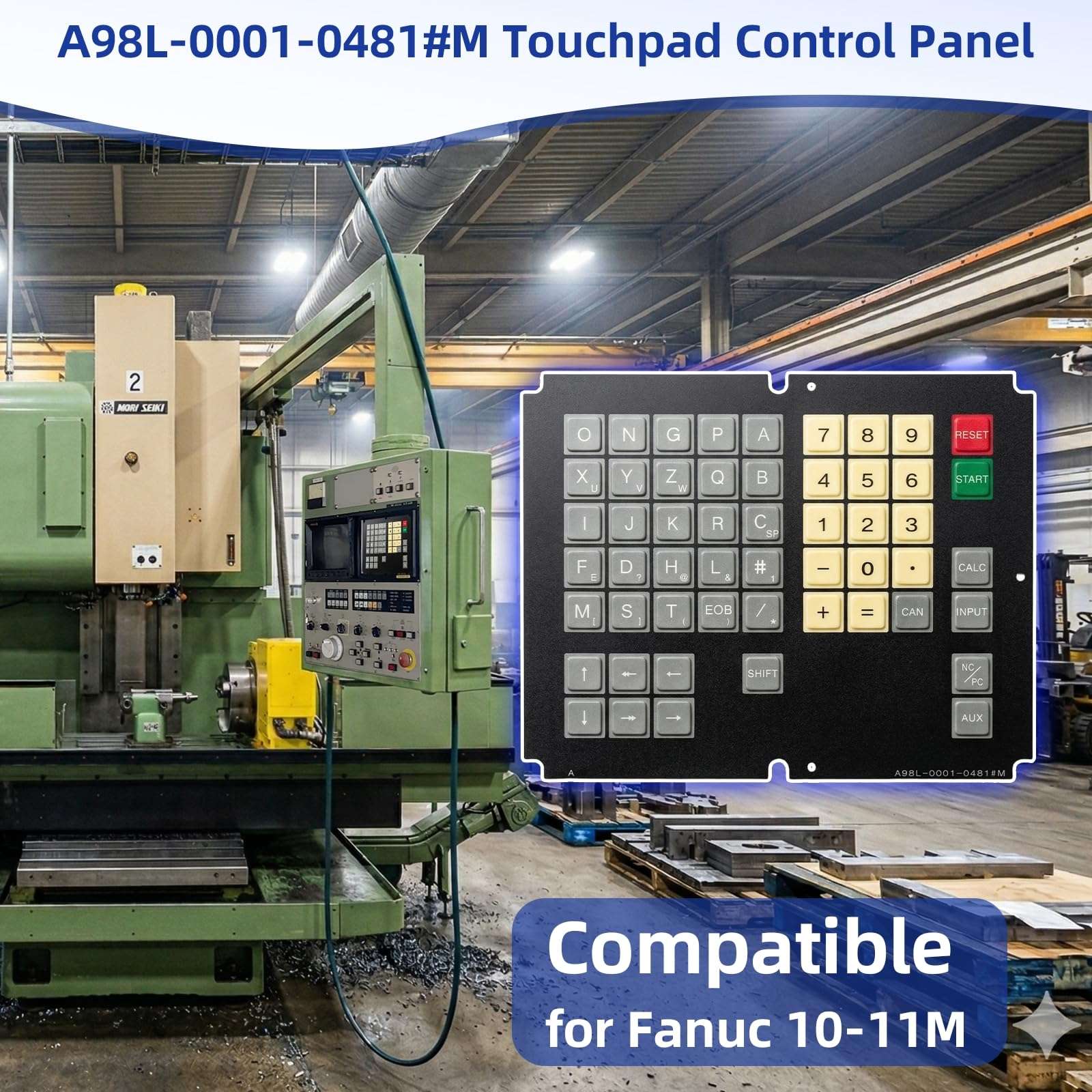 Timsenkoo A98L-0001-0481#M Membrane Keypad for Fanuc 10-11M Keyboard Replacement 3