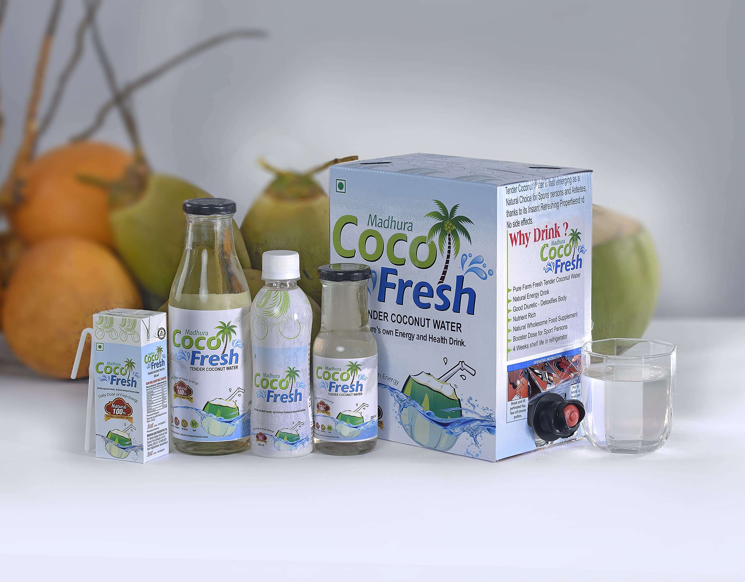 Madhura CocoFresh Natural Tender Coconut Water , 500 ml (Glass Bottle Pack of 6) 5