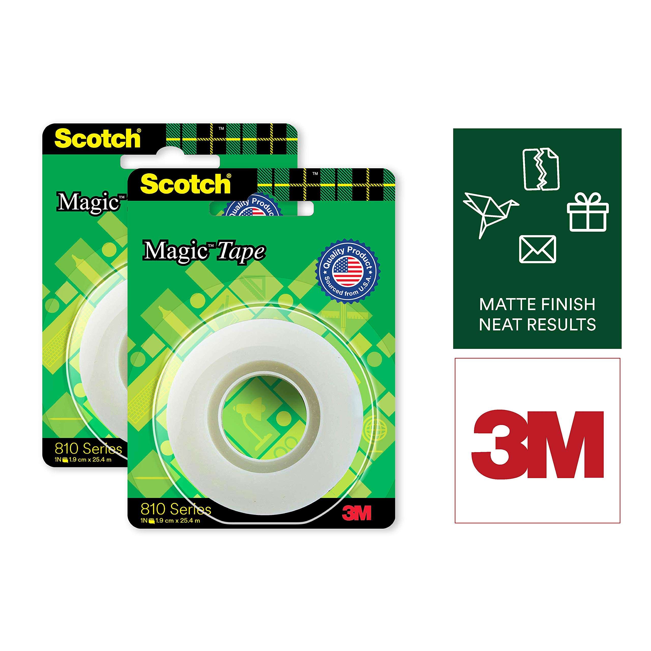 Scotch Magic Tape - The Original Matte-Finish Invisible Tape by 3M, Pack of 2 (2 Rolls, Width 1.9cm Length 25.4m) & Scotch 6-inch Multipurpose Scissor 3