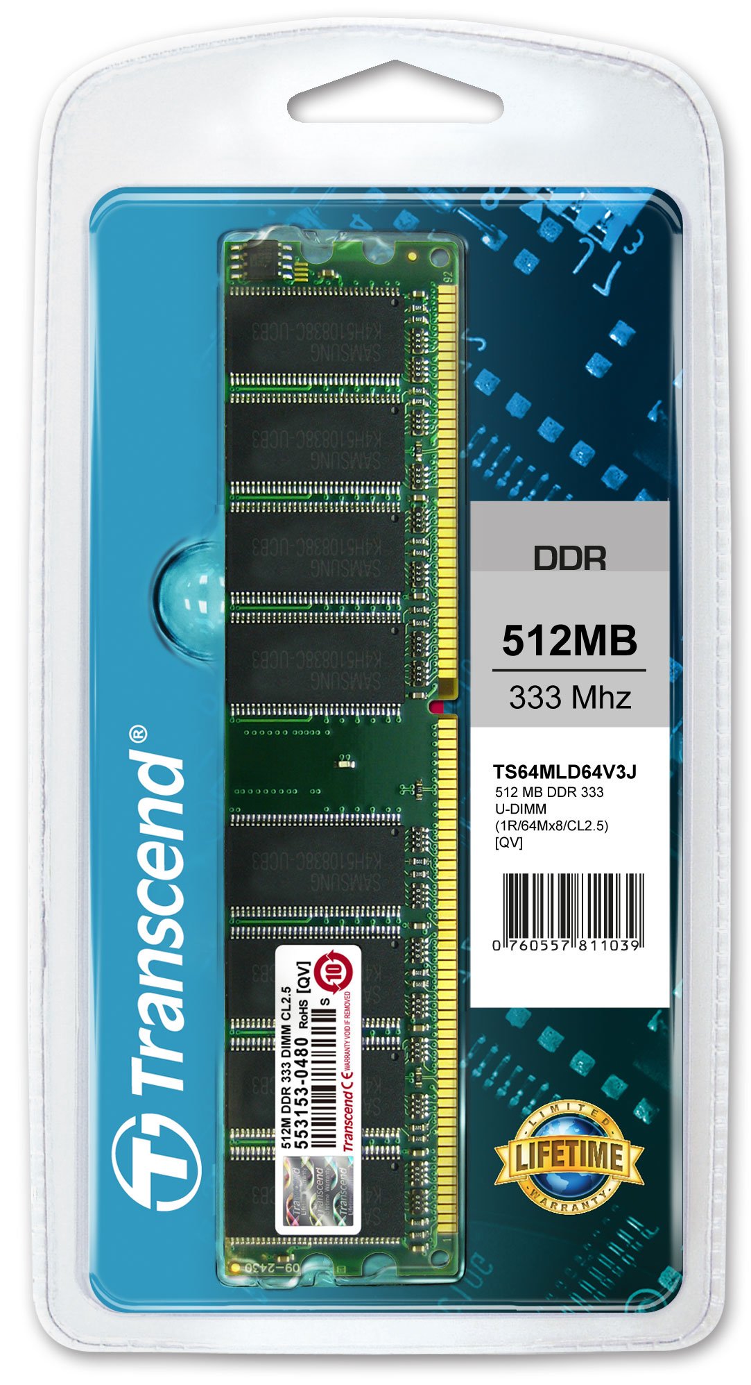 Transcend 512MB Memory Module (2x1GB 333) – Asus Motherboard – P5GPL Memory 2